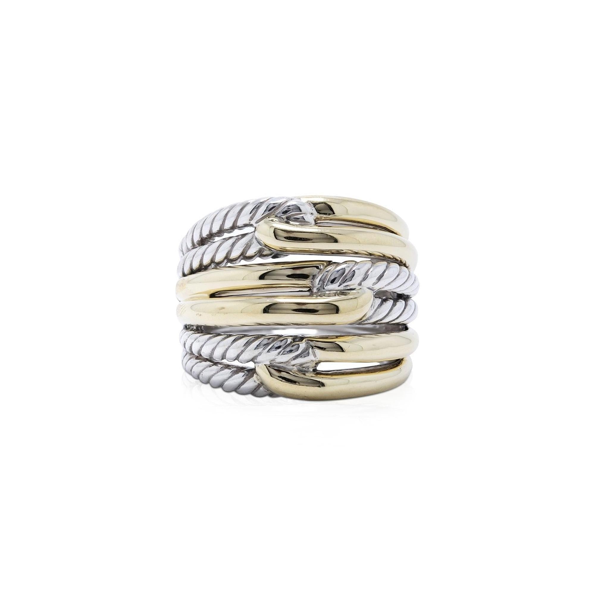 David Yurman Two-Tone Labyrinth Triple-Loop Ring