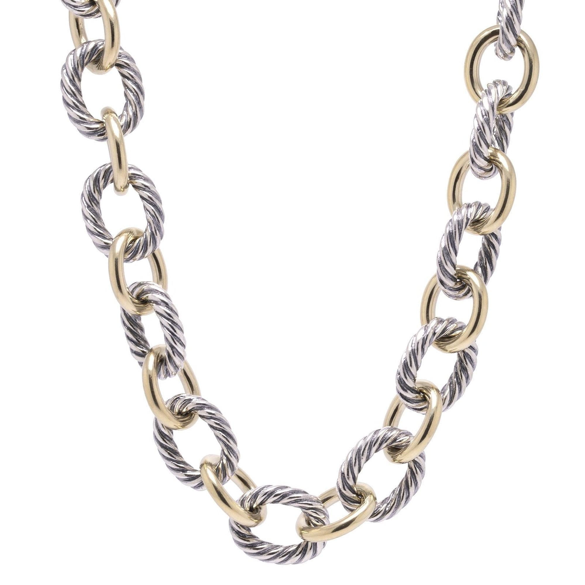 David Yurman Two-Tone Medium Oval Link Necklace
