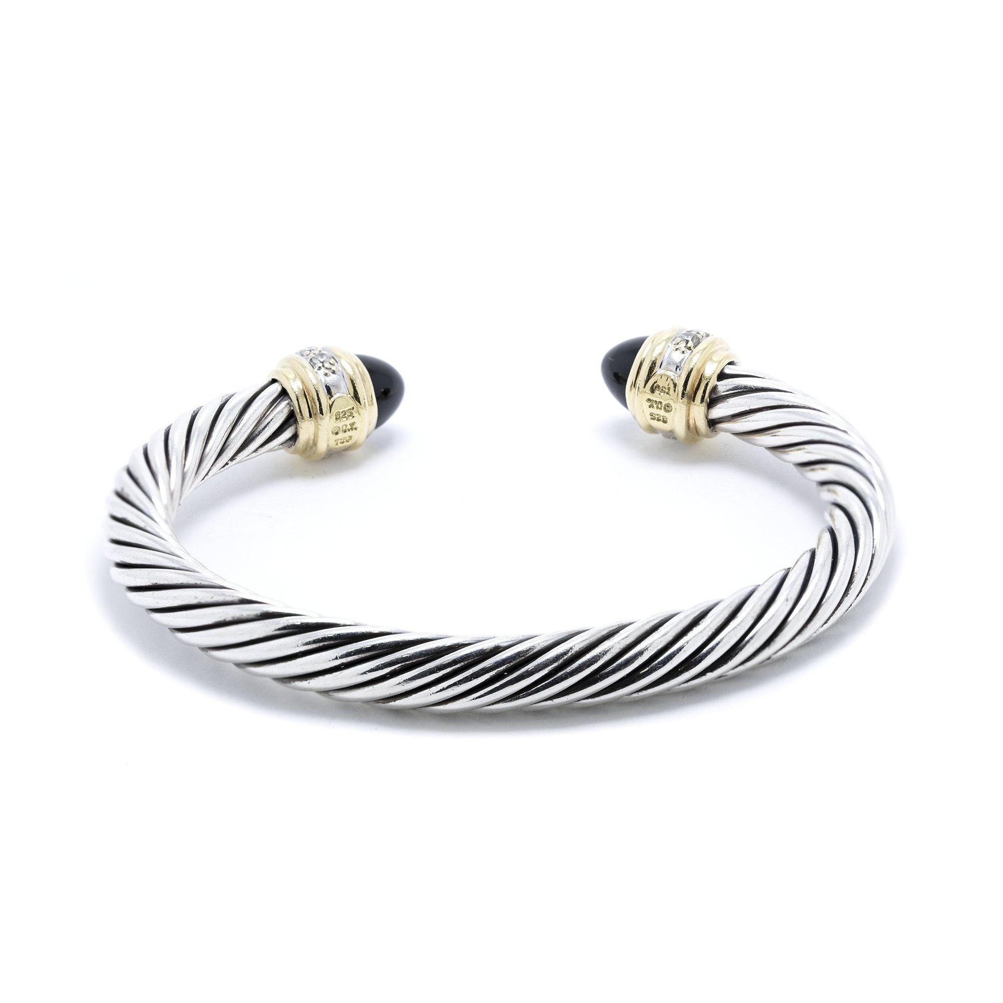 David Yurman Two-Tone Onyx & Diamond Cable Classics Bracelet