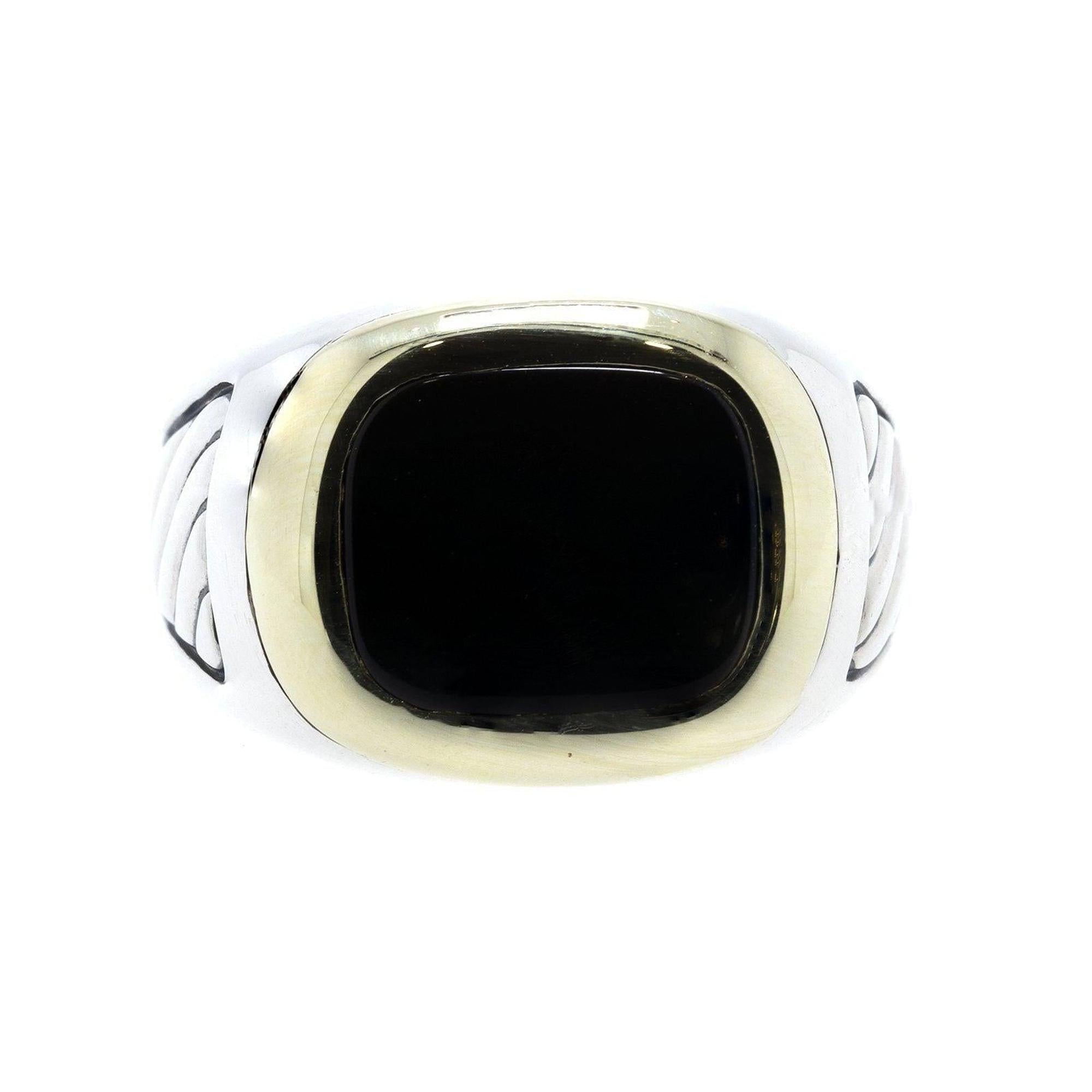 David Yurman Two-Tone Onyx Signet Band Ring