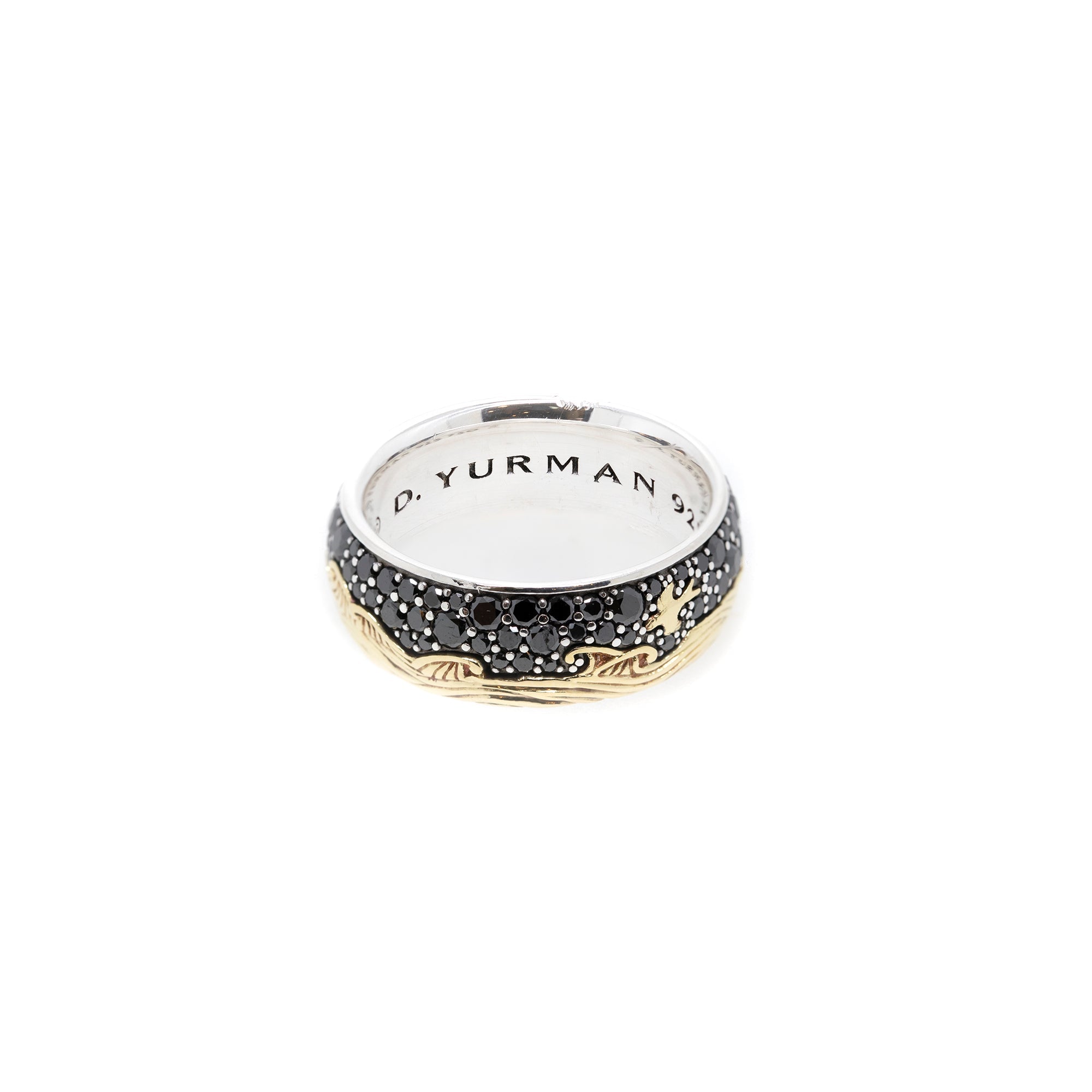 David Yurman Two-Tone Pave Black Diamond Waves Band Ring
