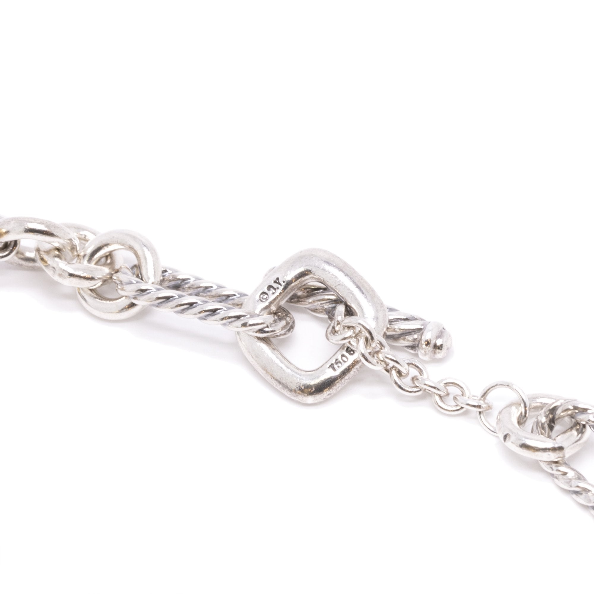 David Yurman Two-Tone Pearl Figaro Chain Bracelet