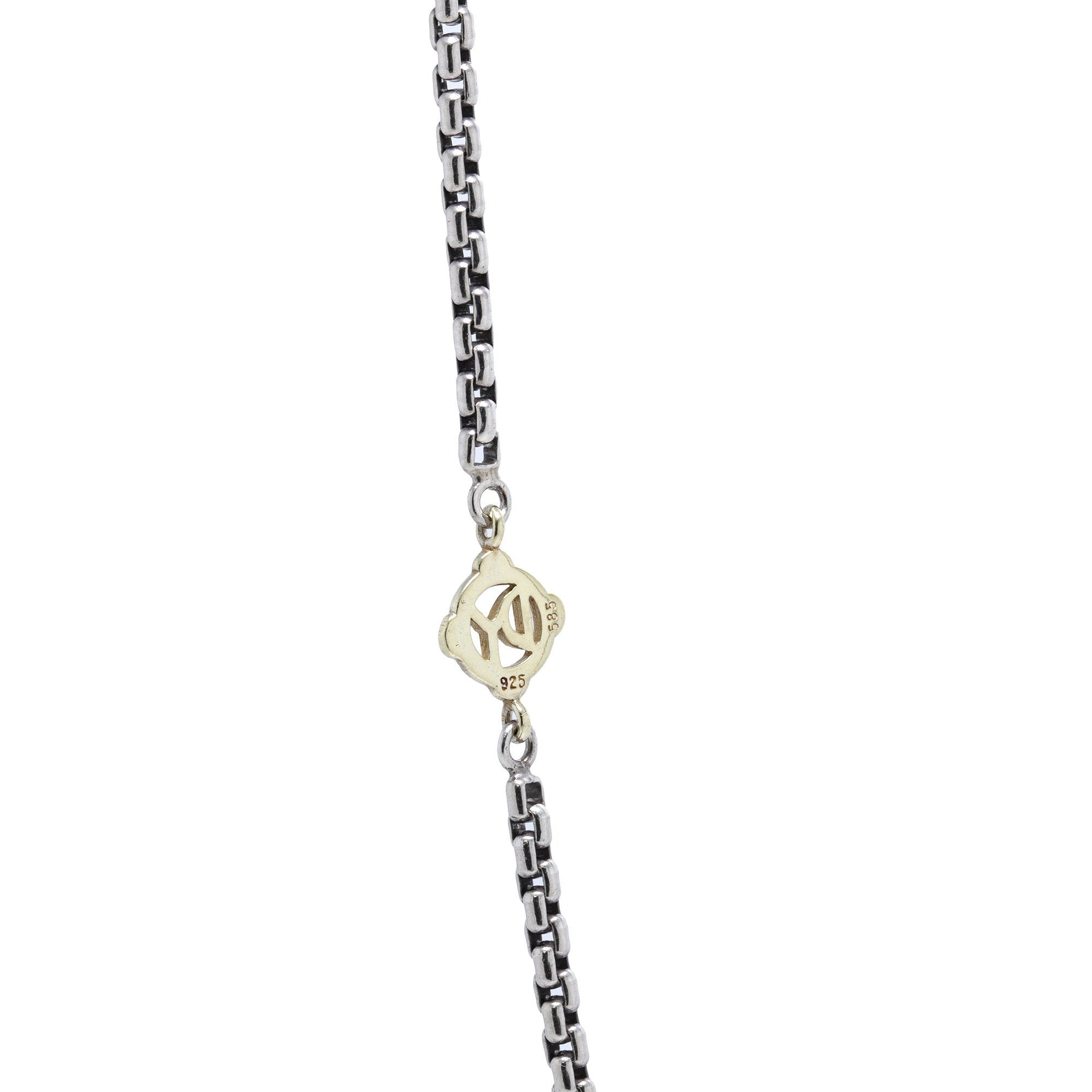 David Yurman Two-Tone Pearl Logo Station Necklace