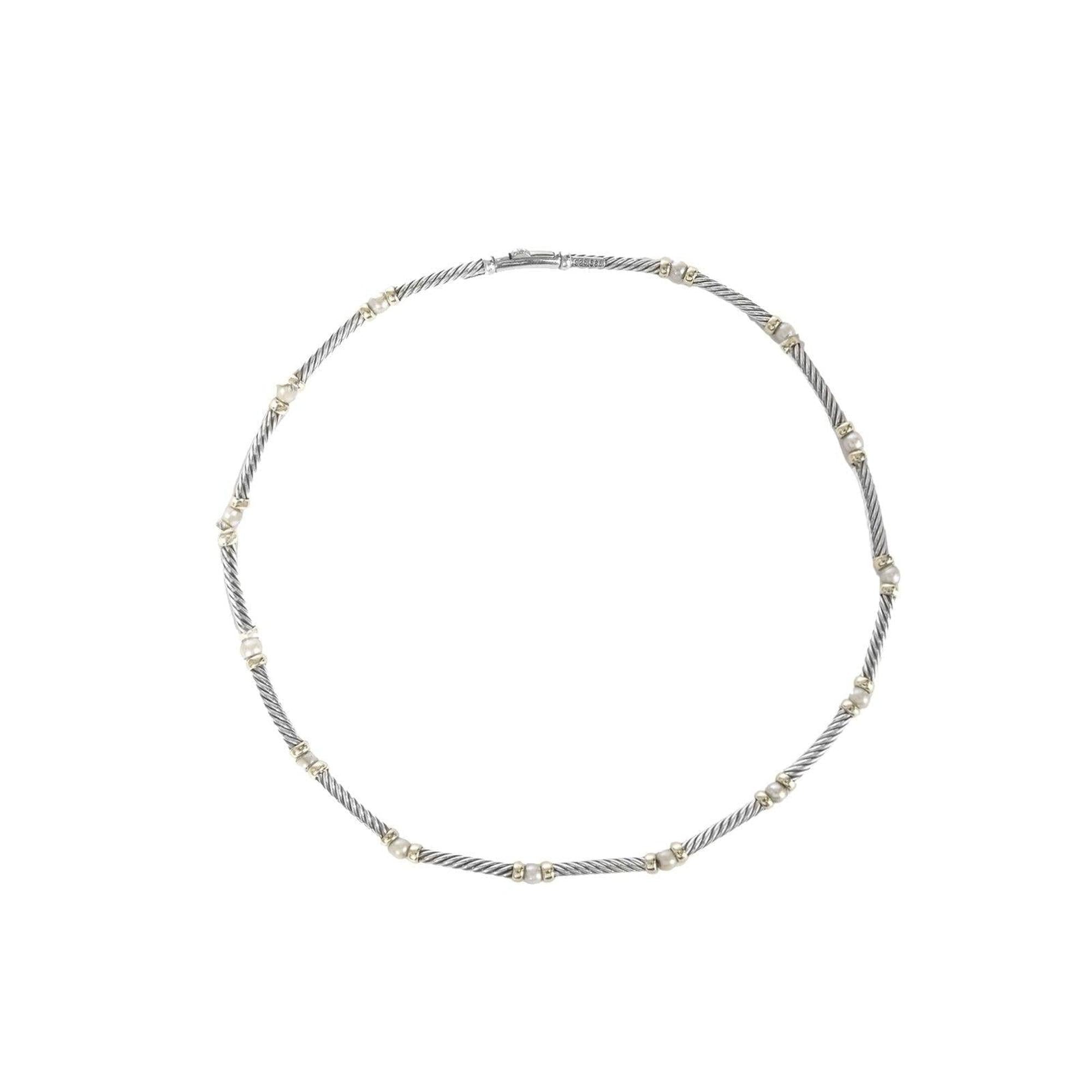 David Yurman Two-Tone Pearl Metro Cable Necklace