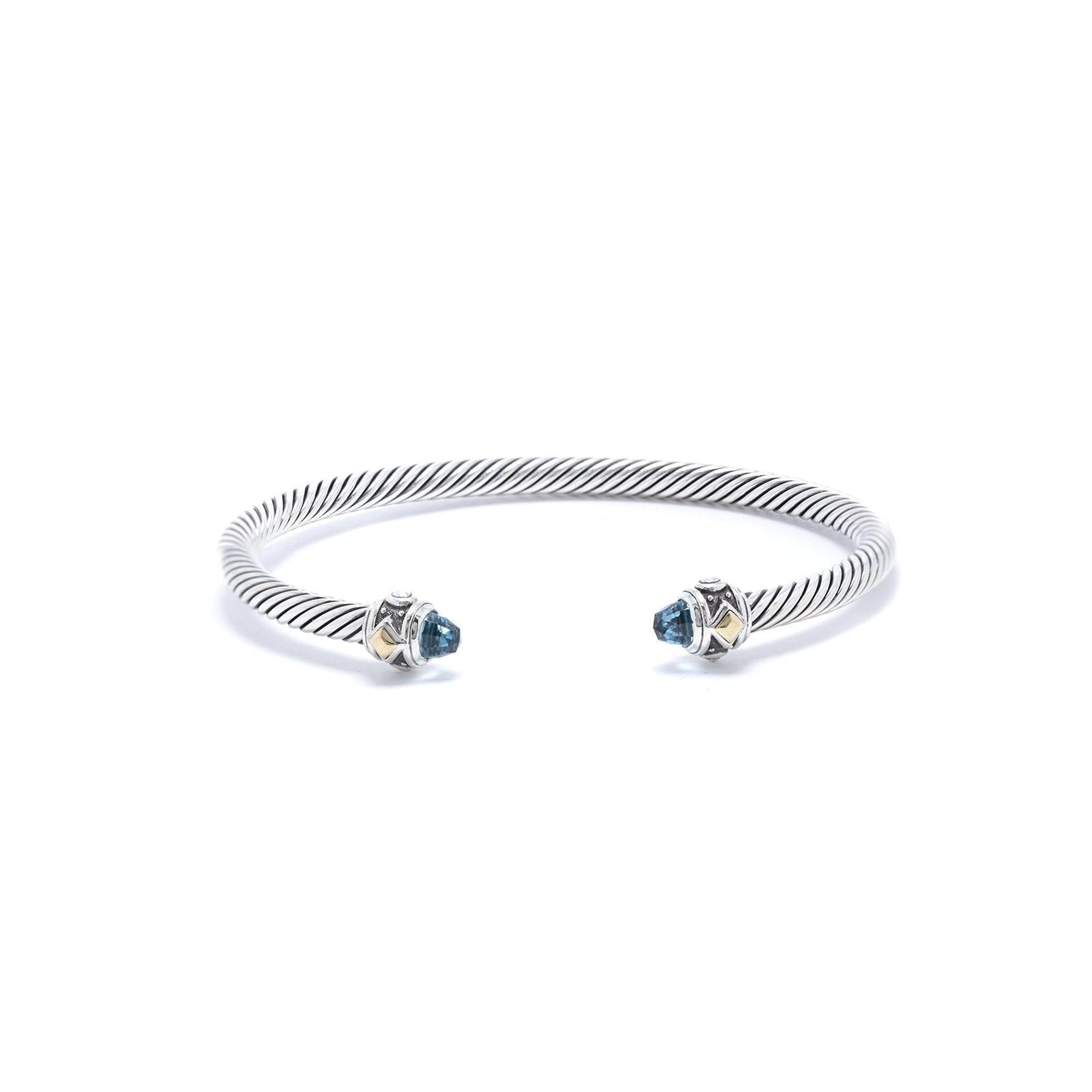 David Yurman Two-Tone Renaissance Bracelet with Blue Topaz