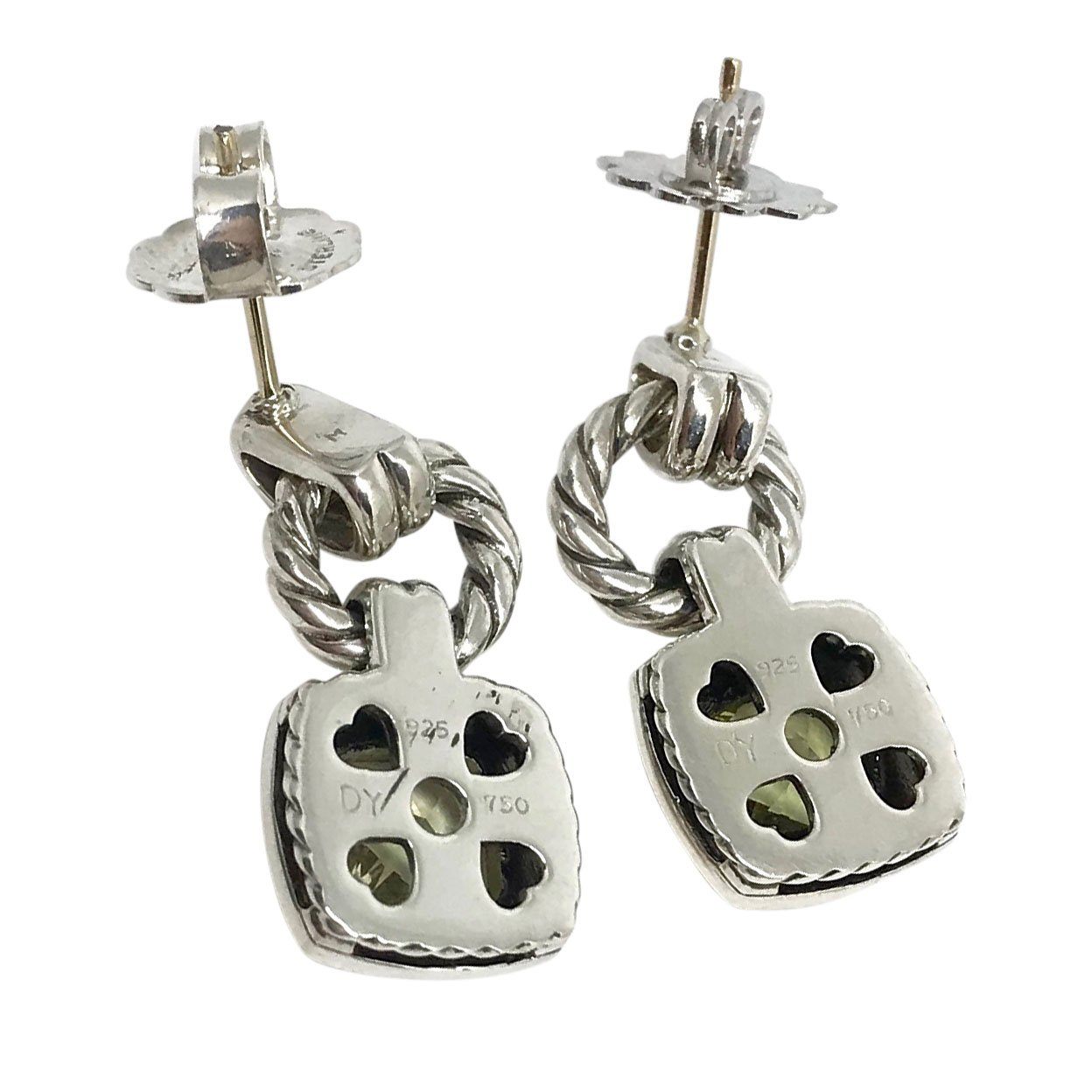 David Yurman Two-Tone Renaissance Peridot Drop Earrings