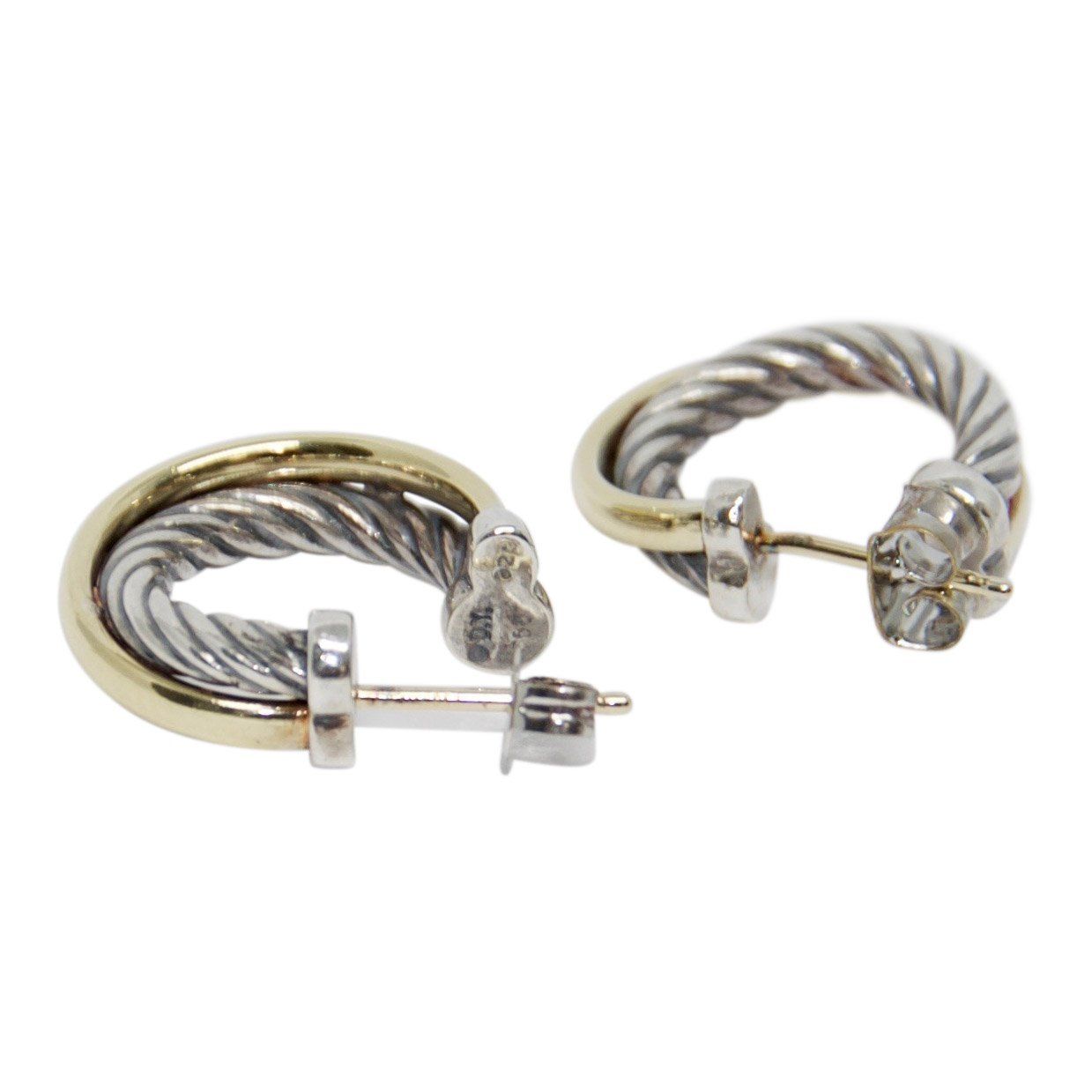 David Yurman Two-Tone Small Crossover Hoop Earrings