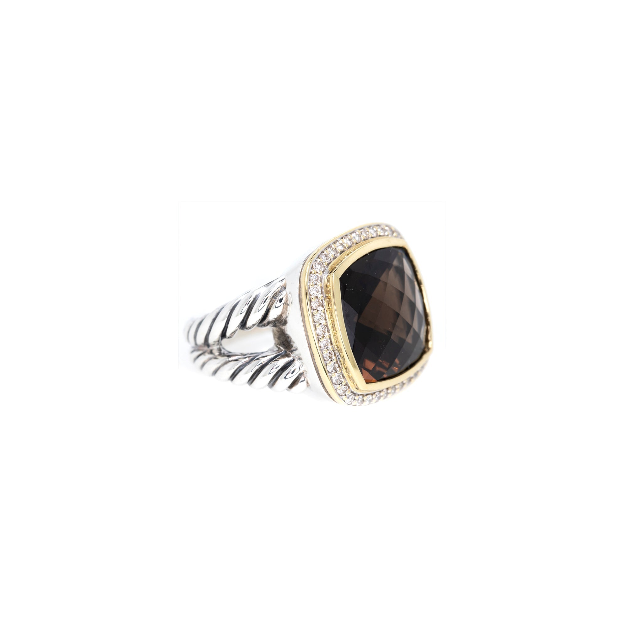 David Yurman Two-Tone Smoky Quartz & Diamond Albion Ring
