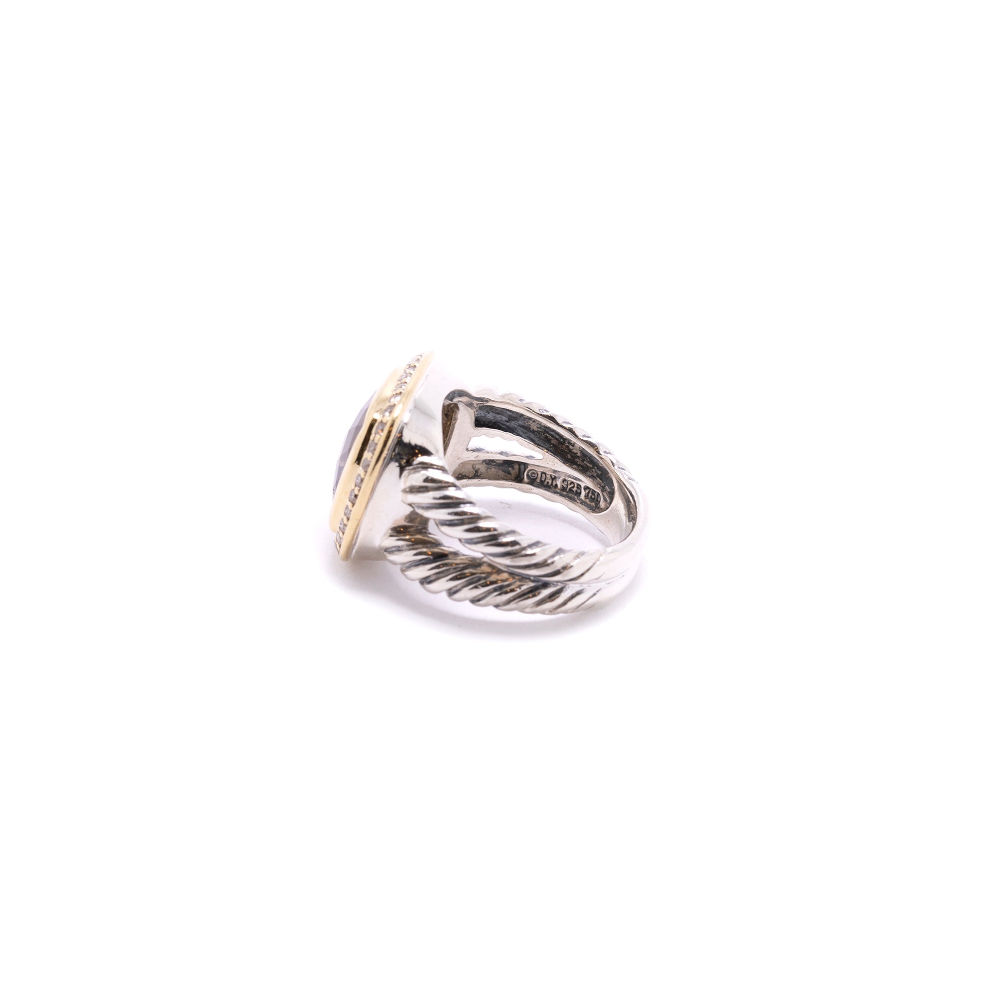 David Yurman Two-Tone Smoky Quartz & Diamond Albion Ring