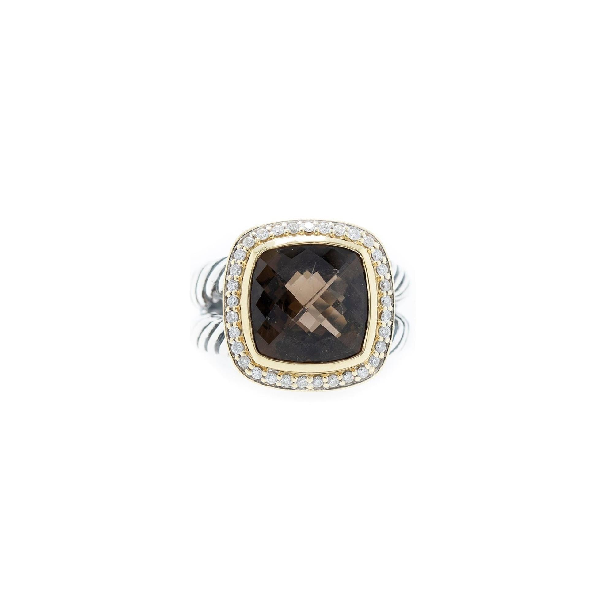 David Yurman Two-Tone Smoky Quartz & Diamond Albion Ring