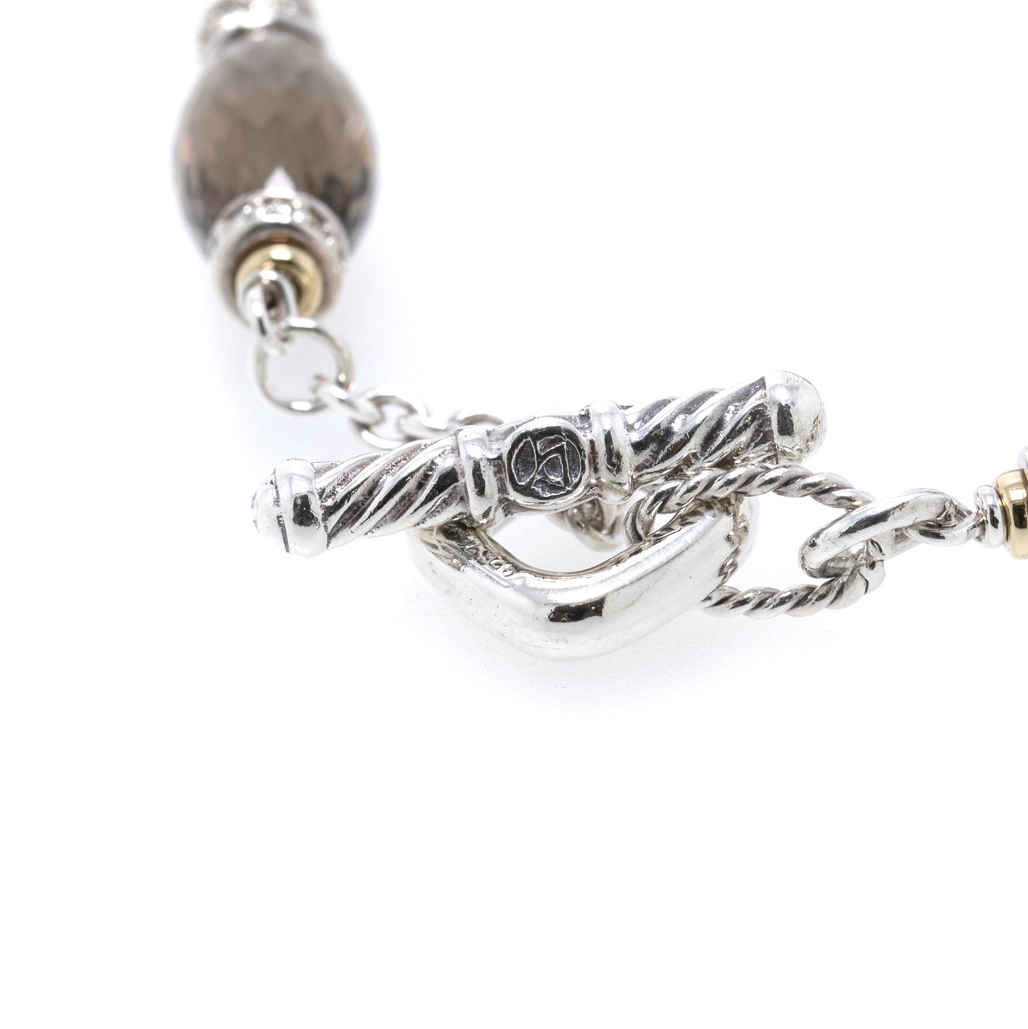 David Yurman Two-Tone Smoky Quartz and Diamond Figaro Link Bracelet