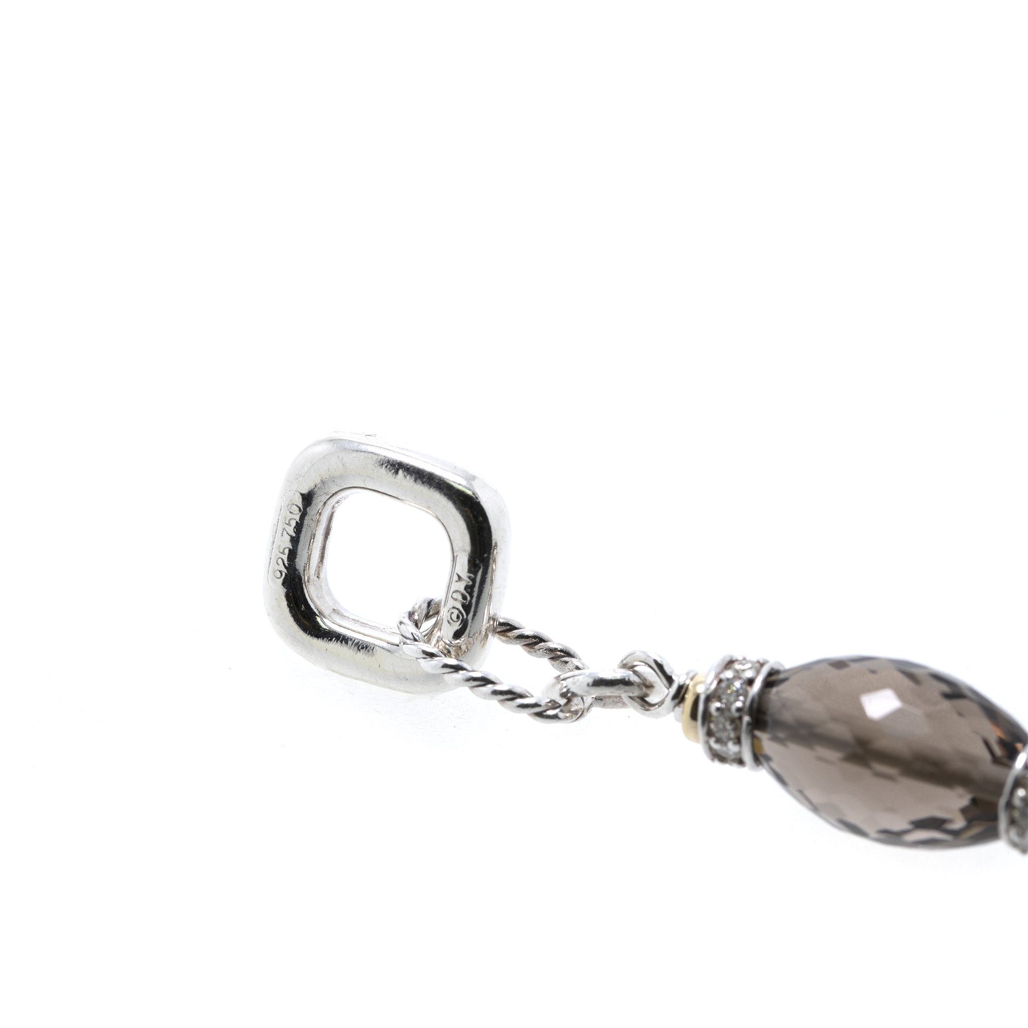 David Yurman Two-Tone Smoky Quartz and Diamond Figaro Link Bracelet