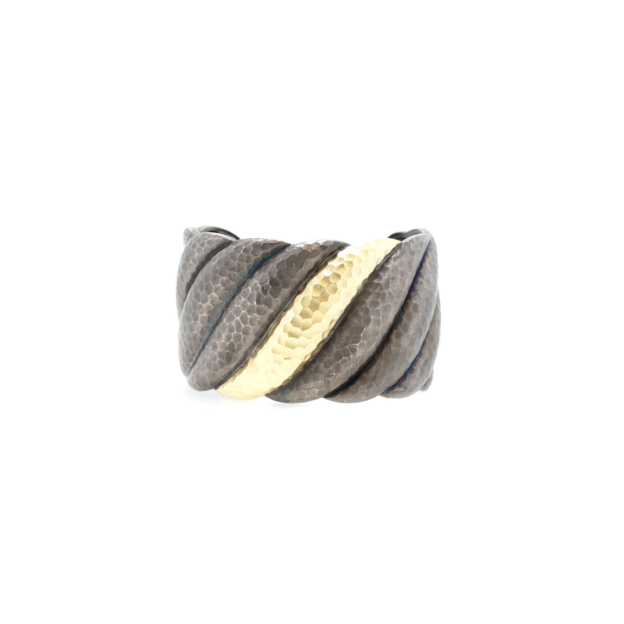 David Yurman Two-Tone Wide Hammered Sculpted Cable Bracelet