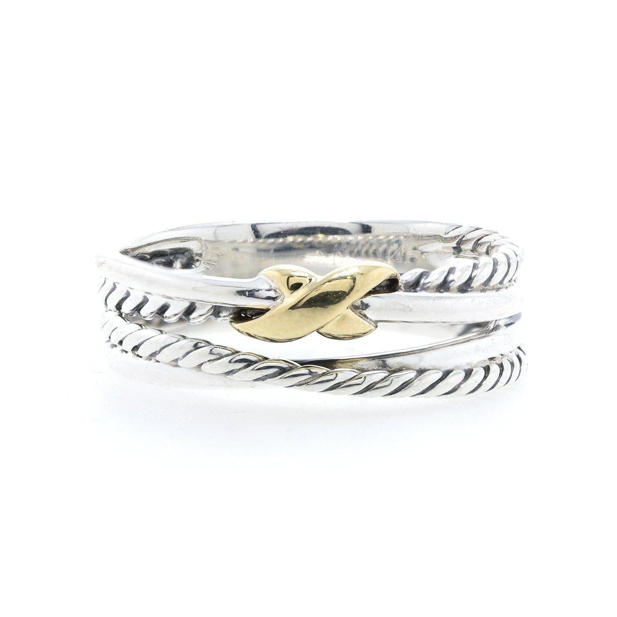 David Yurman Two-Tone 'X' Crossover Ring