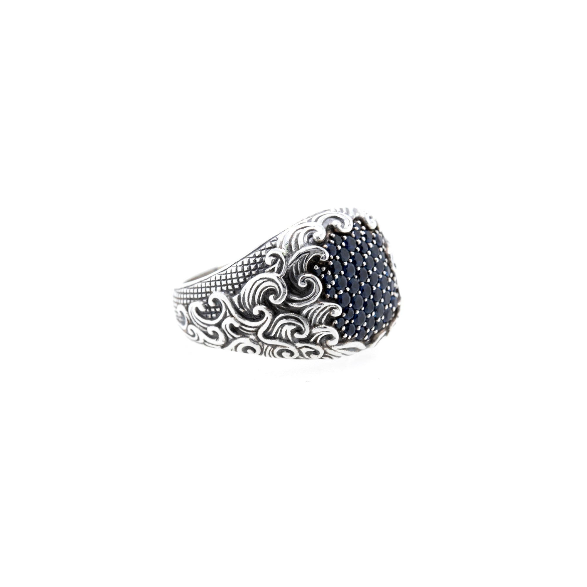 David Yurman Waves Ring with Blue Sapphires