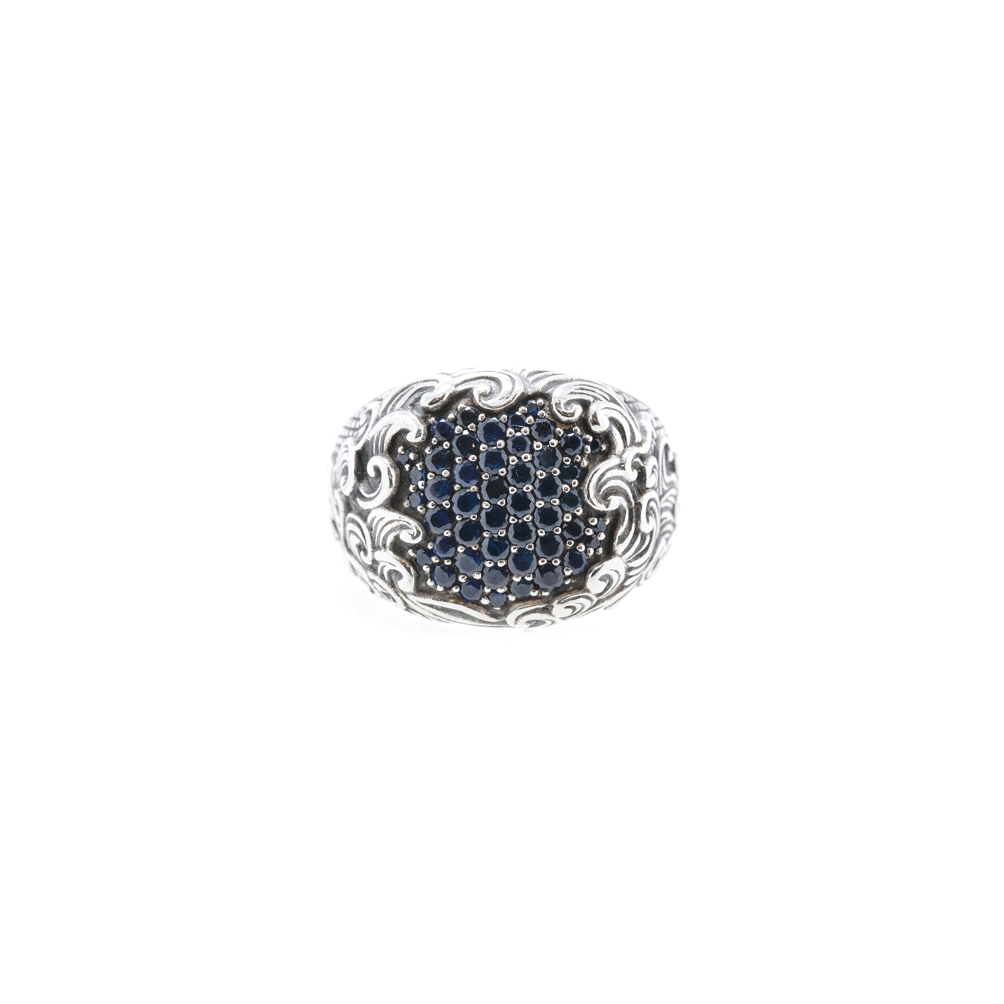 David Yurman Waves Ring with Blue Sapphires
