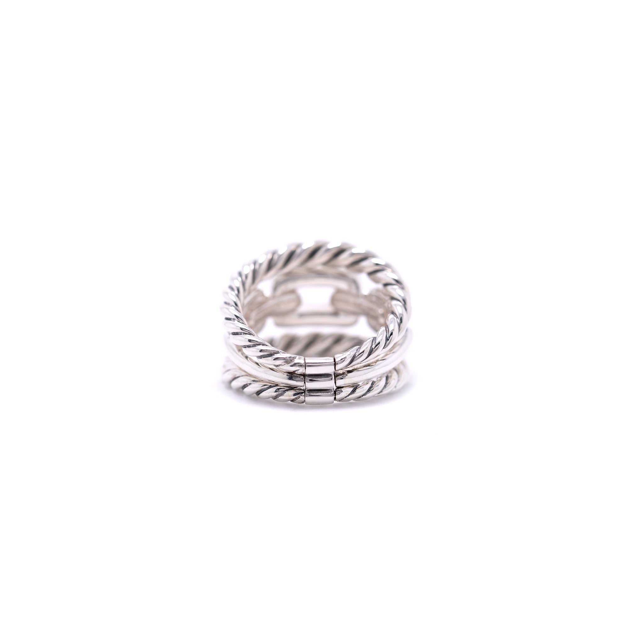 David Yurman Wellesley Link Three-Row Ring with Diamonds