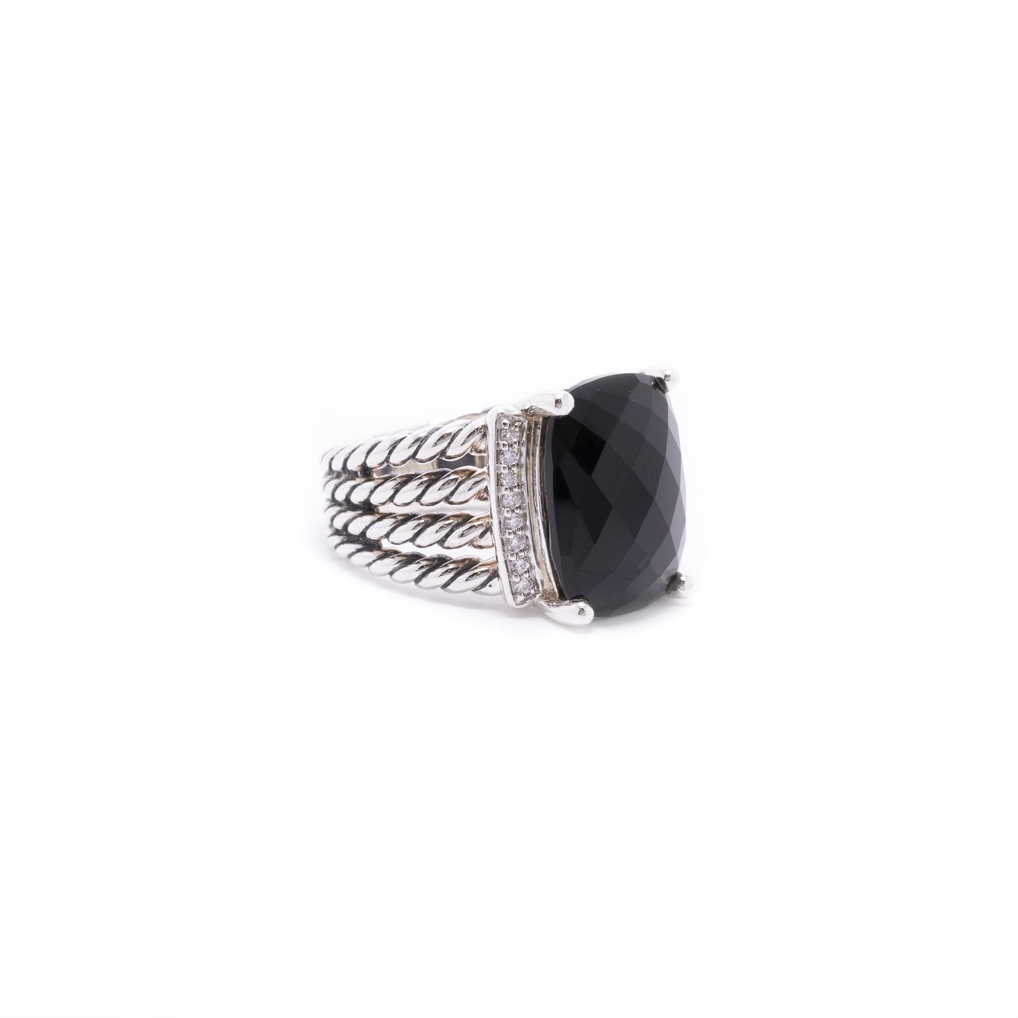 David Yurman Wheaton Ring with Black Onyx & Diamonds