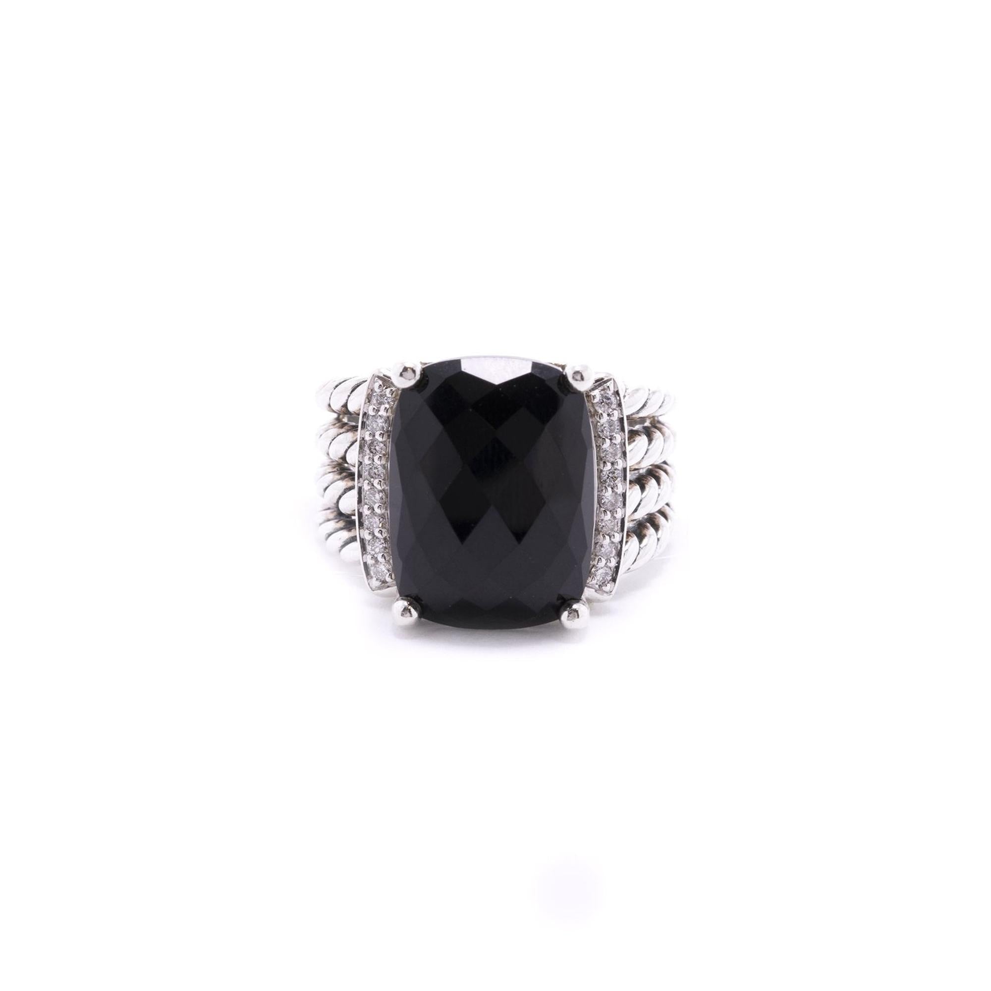 David Yurman Wheaton Ring with Black Onyx & Diamonds