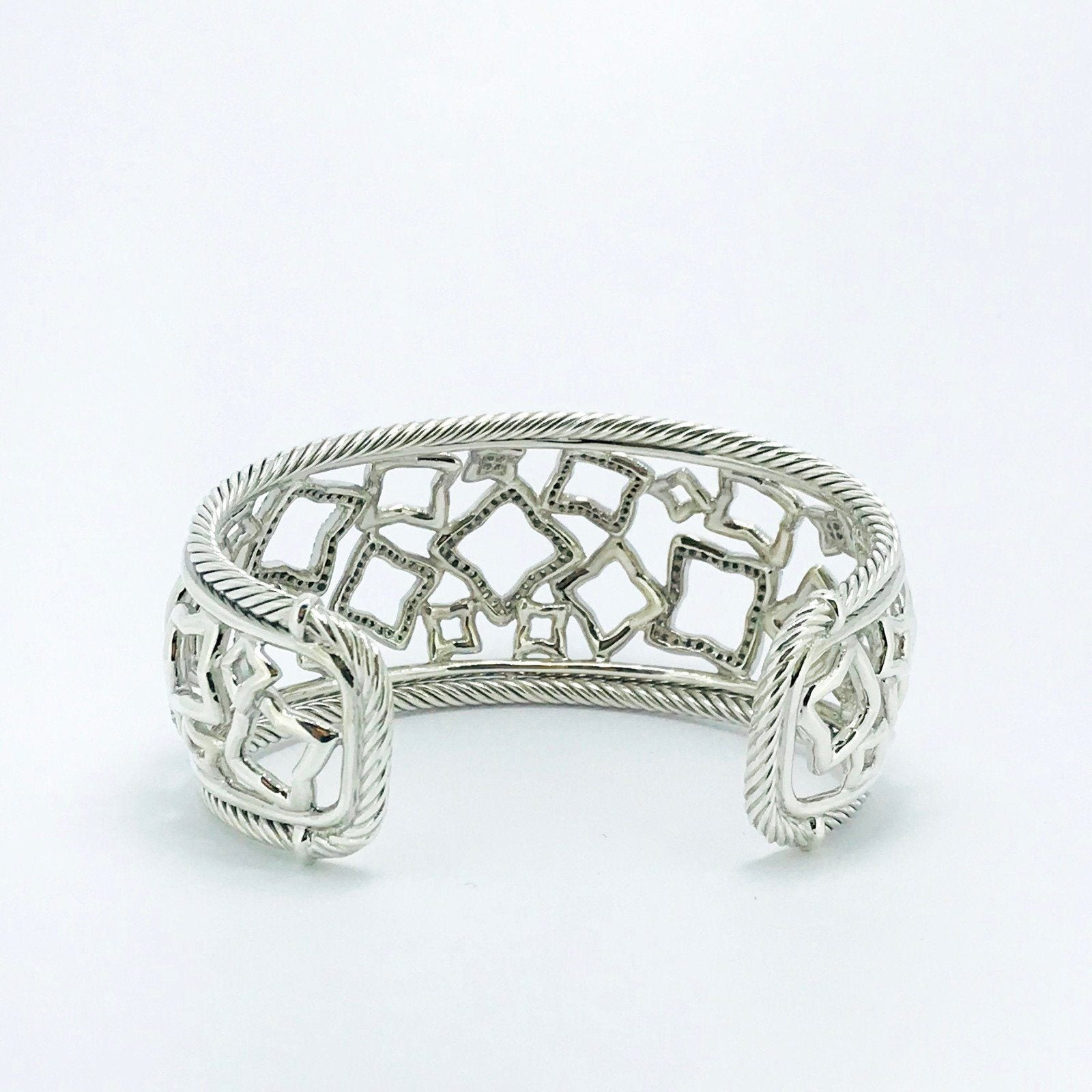 David Yurman Wide Diamond Quatrefoil Cuff Bracelet