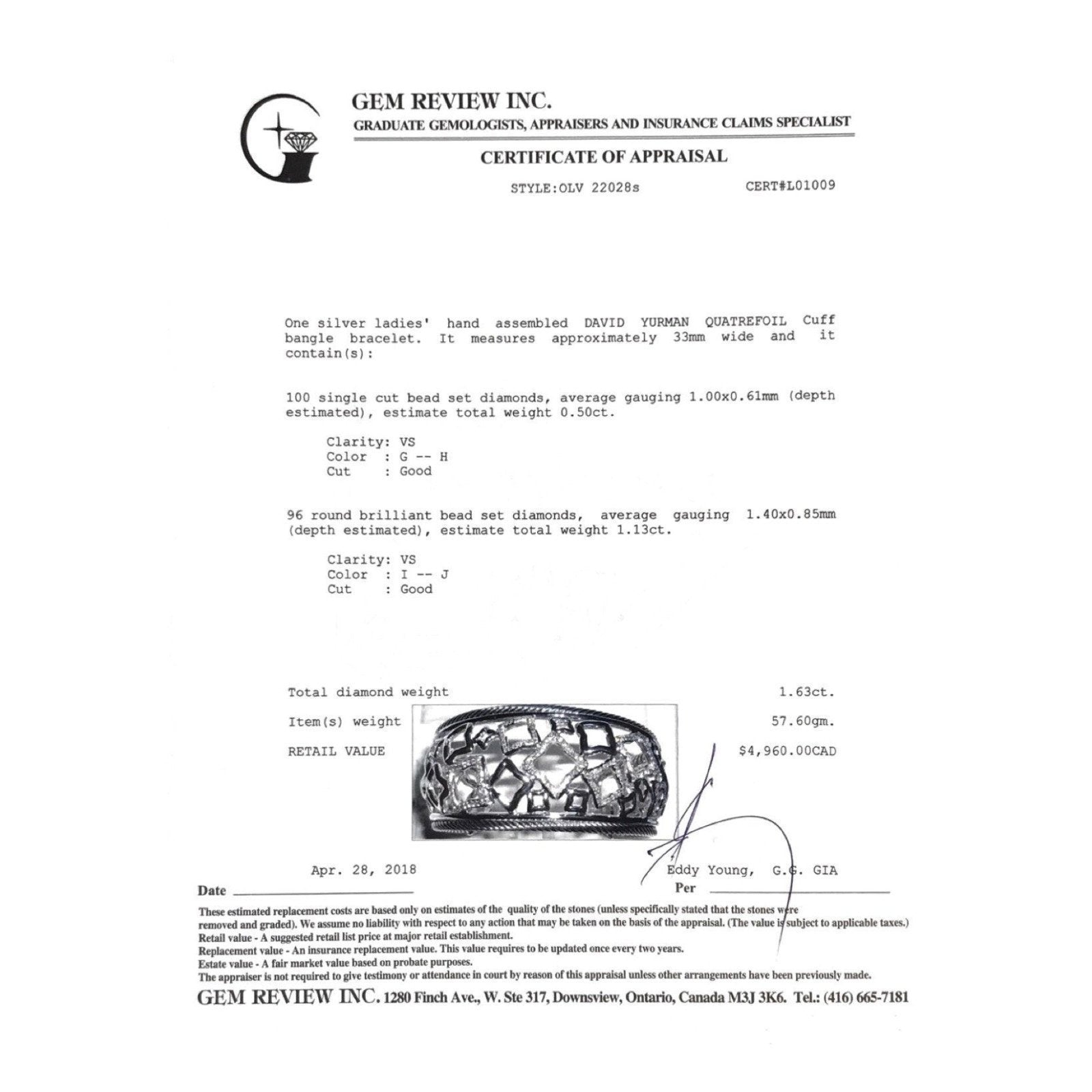 David Yurman Wide Diamond Quatrefoil Cuff Bracelet