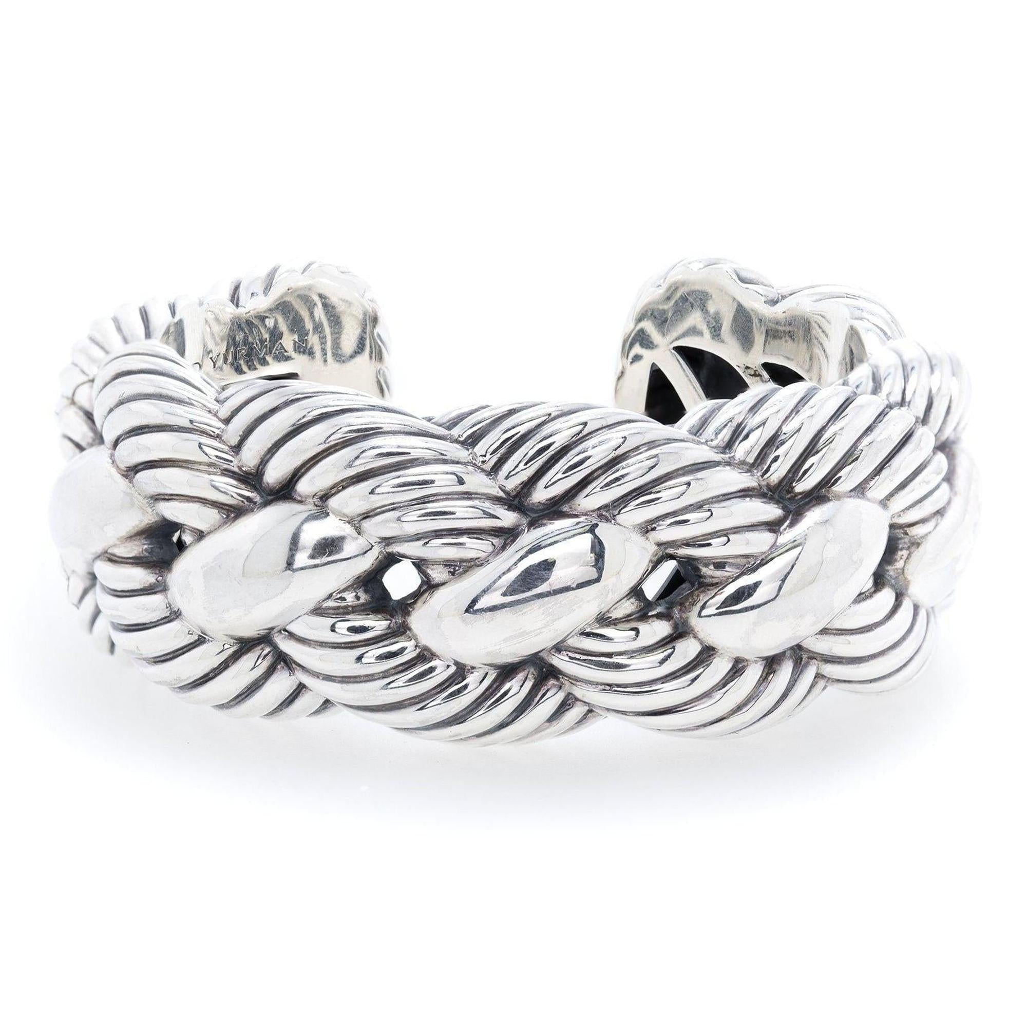 David Yurman Woven Cable Wide Cuff Bracelet
