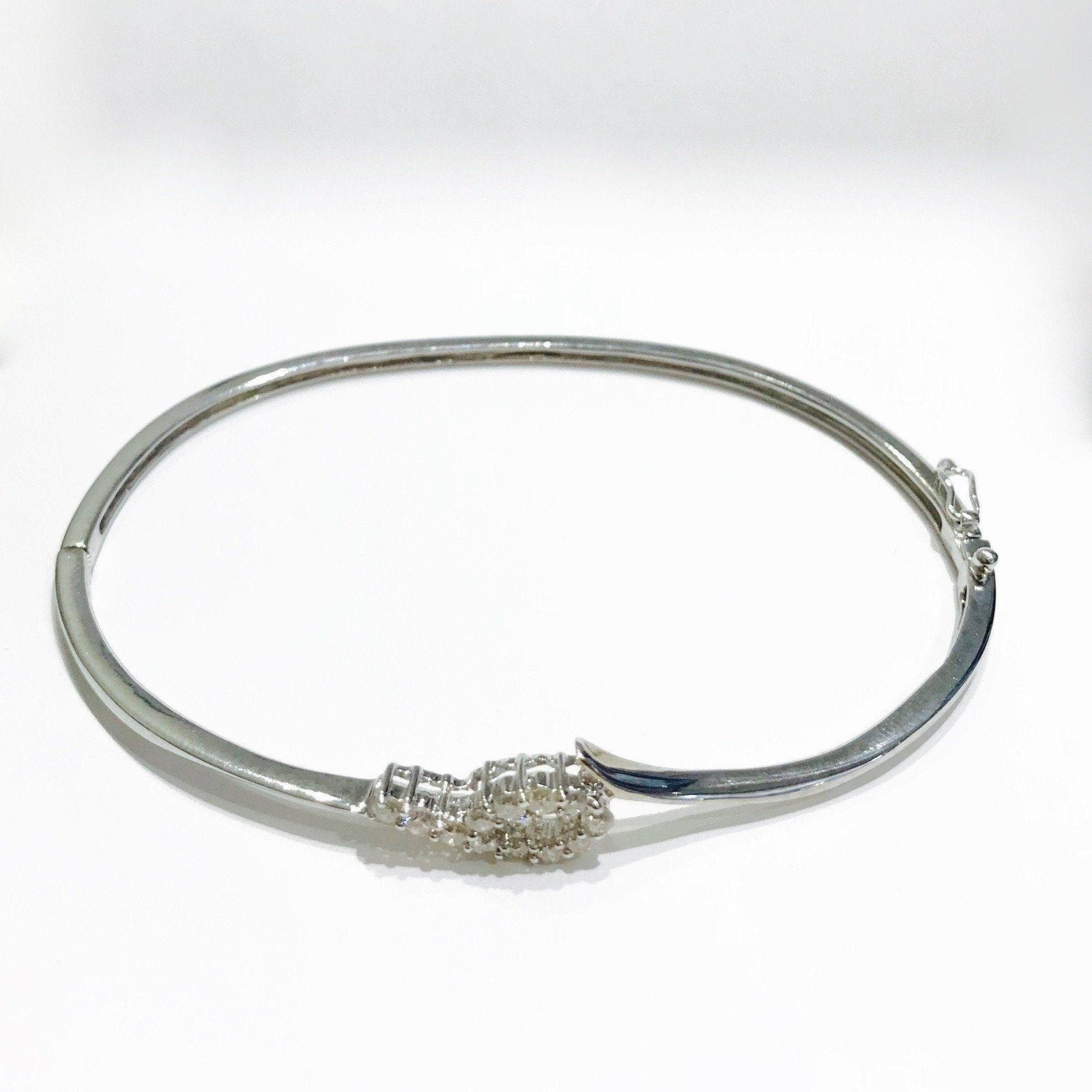 Diamond Bangle Bracelet in 14 Karat White Gold