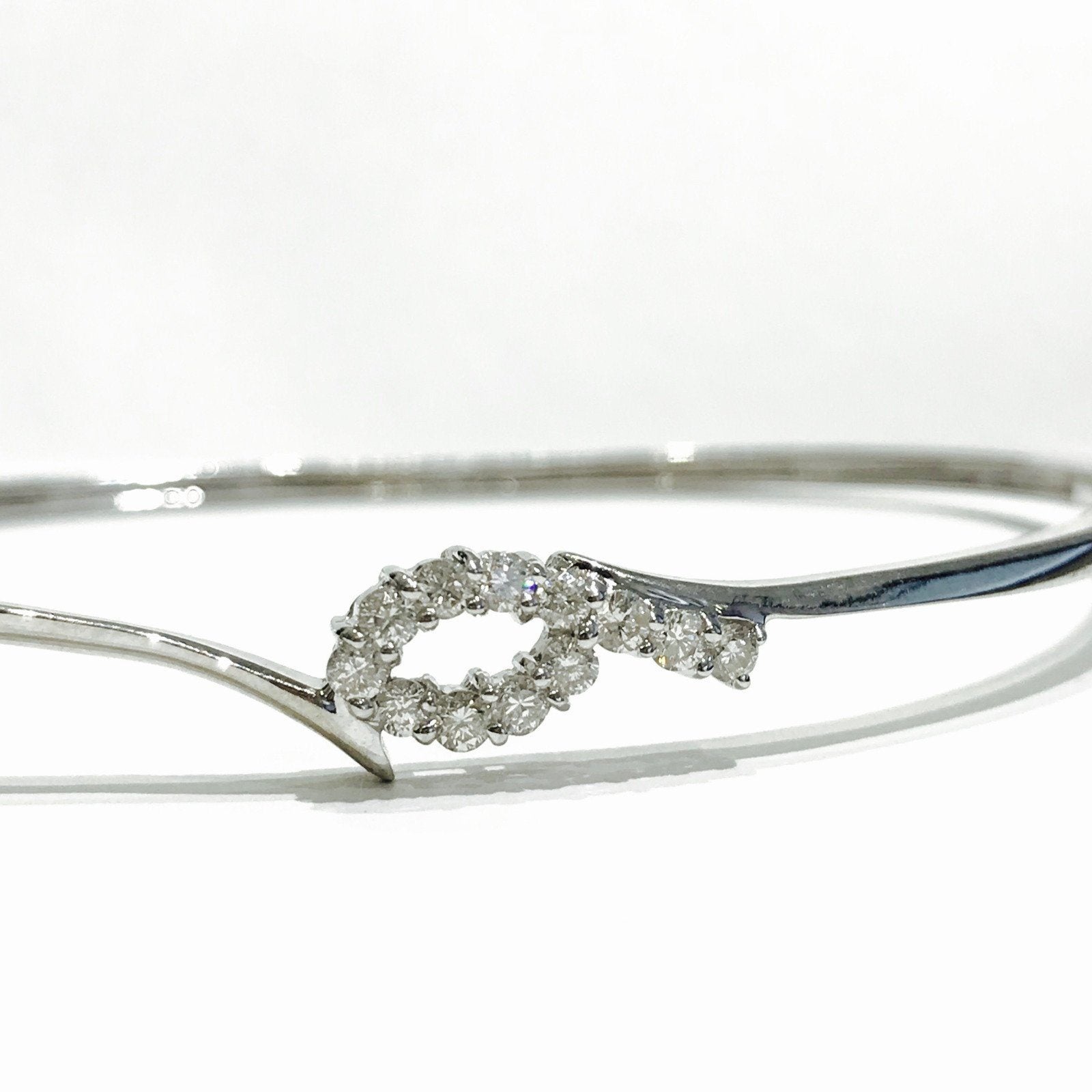 Diamond Bangle Bracelet in 14 Karat White Gold