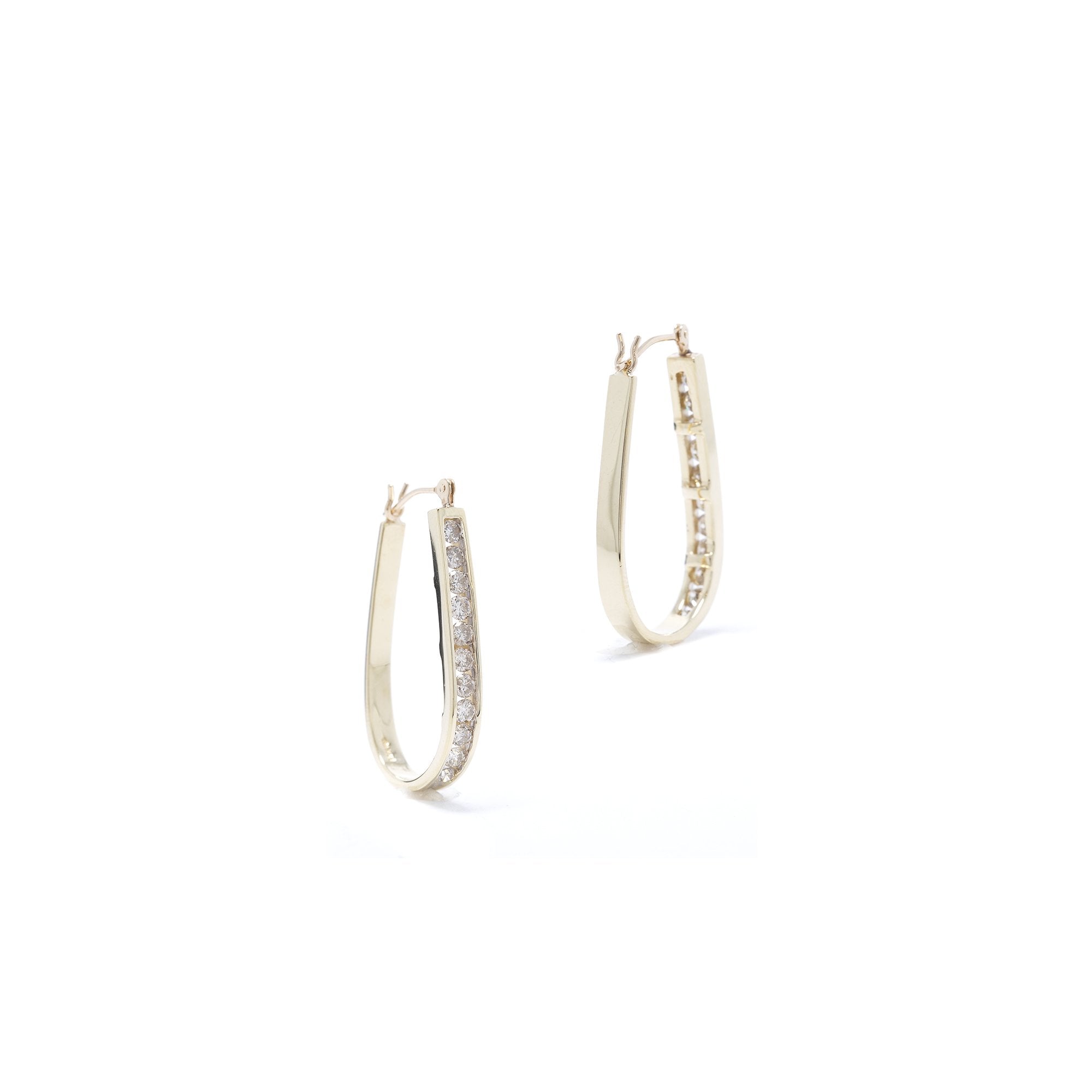 Diamond Drop Hoop Earrings