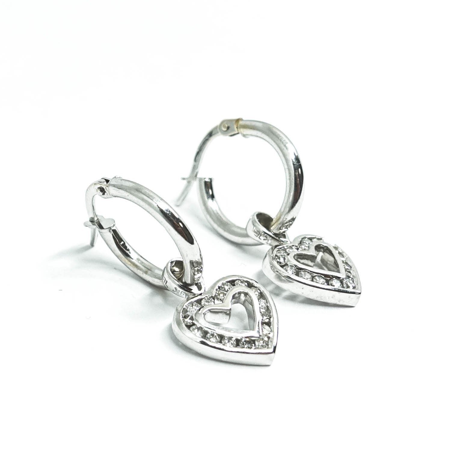 Diamond Heart Drop Earrings