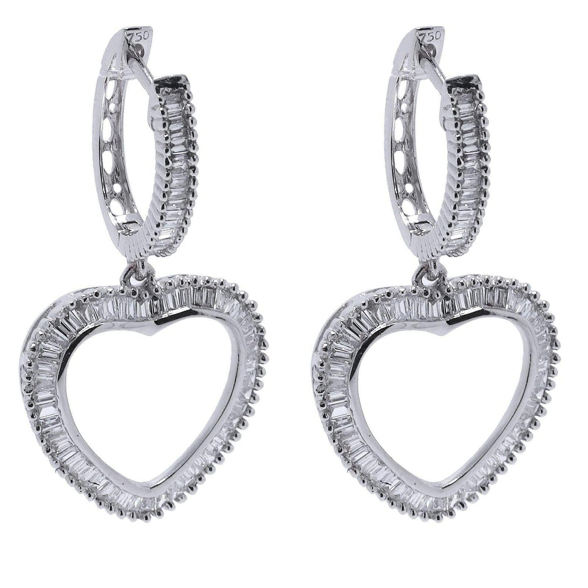 Diamond Heart Drop Earrings