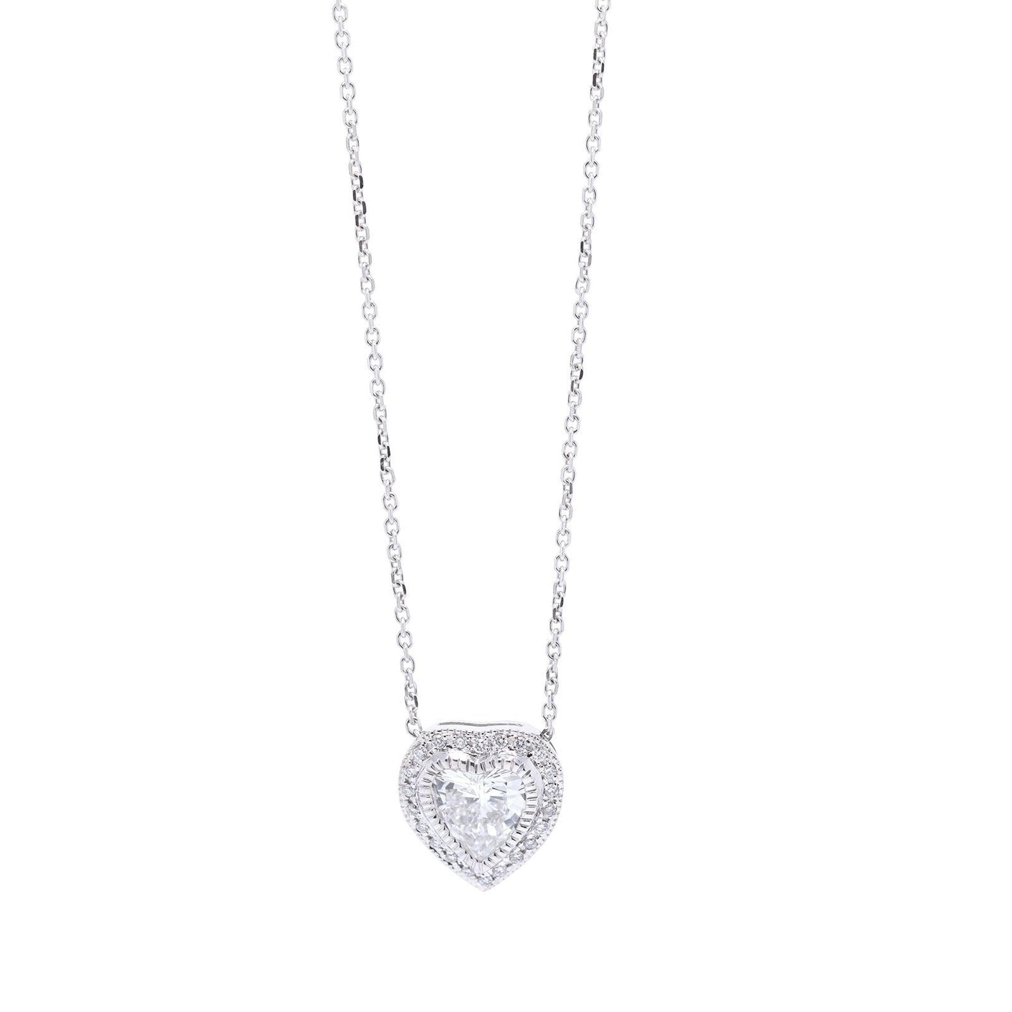 Diamond Heart Slider Pendant Necklace