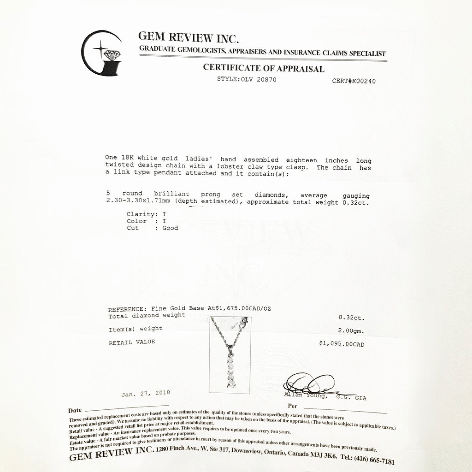 Diamond Link Type Pendant in 18kt white Gold