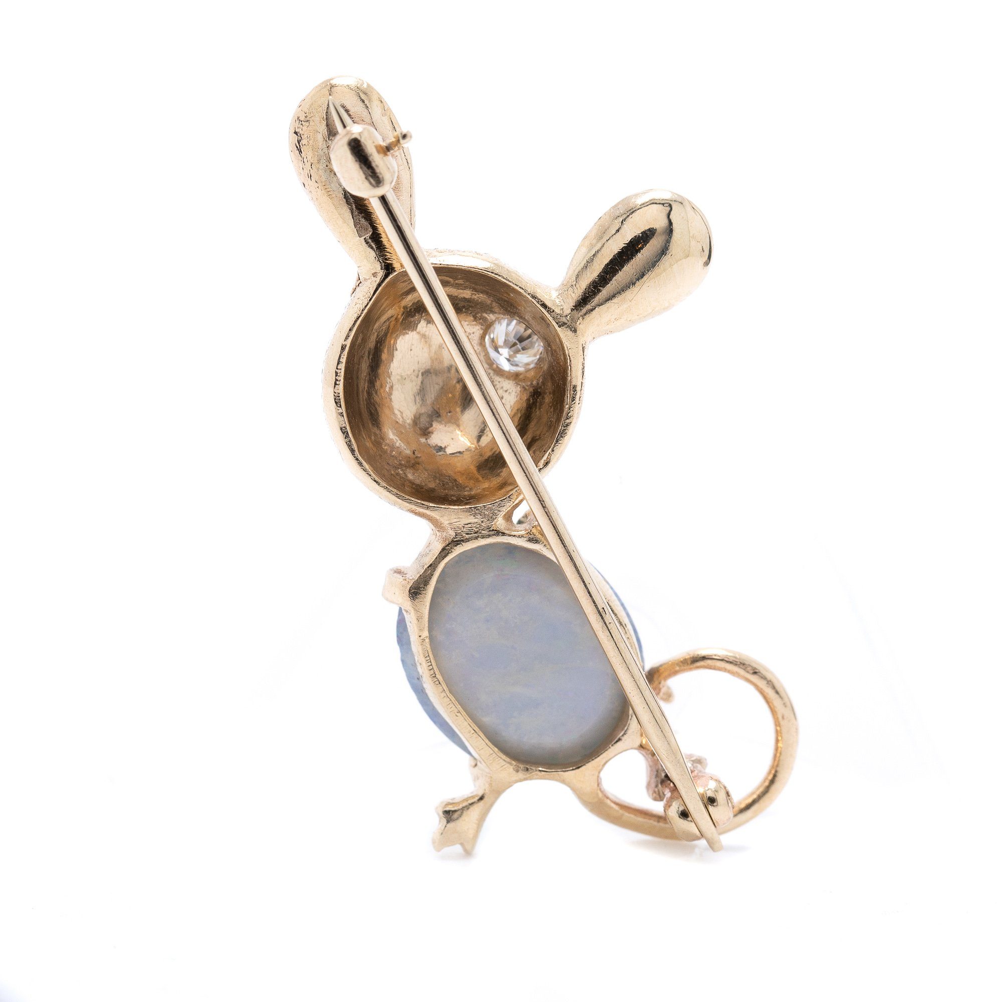 Diamond & Opal Mouse Brooch