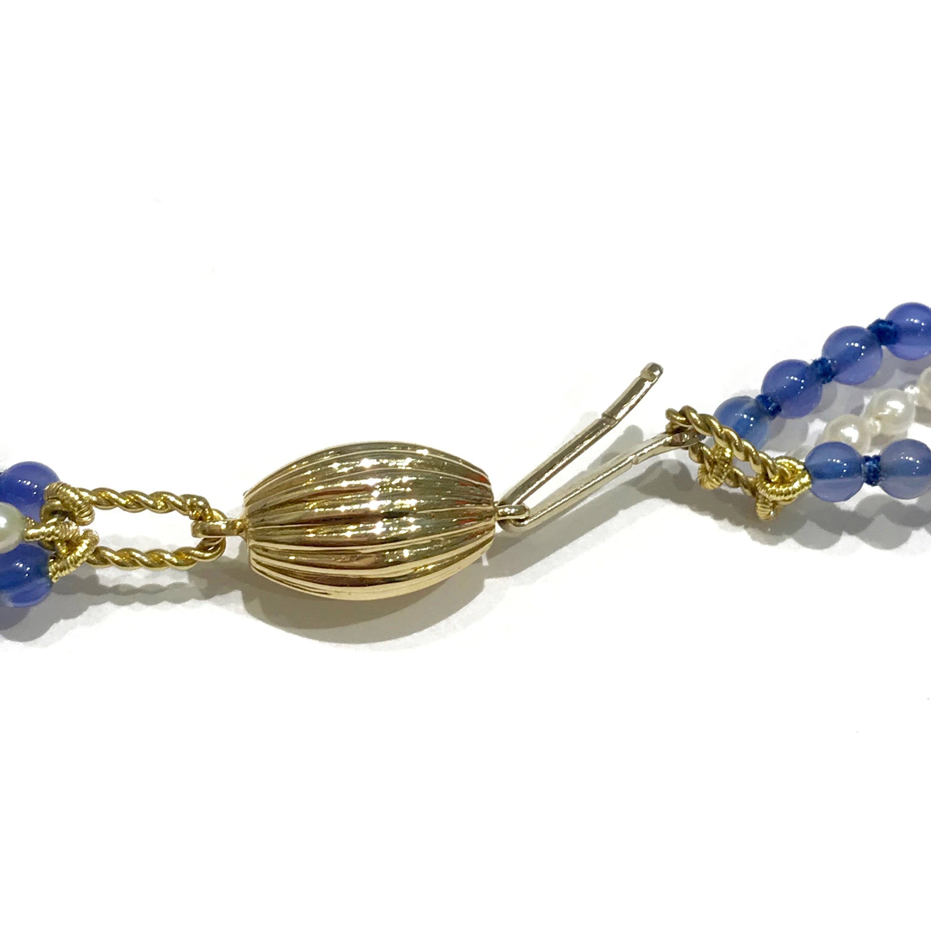 Diamond, Sapphire and Seed Pearl Beaded Necklace