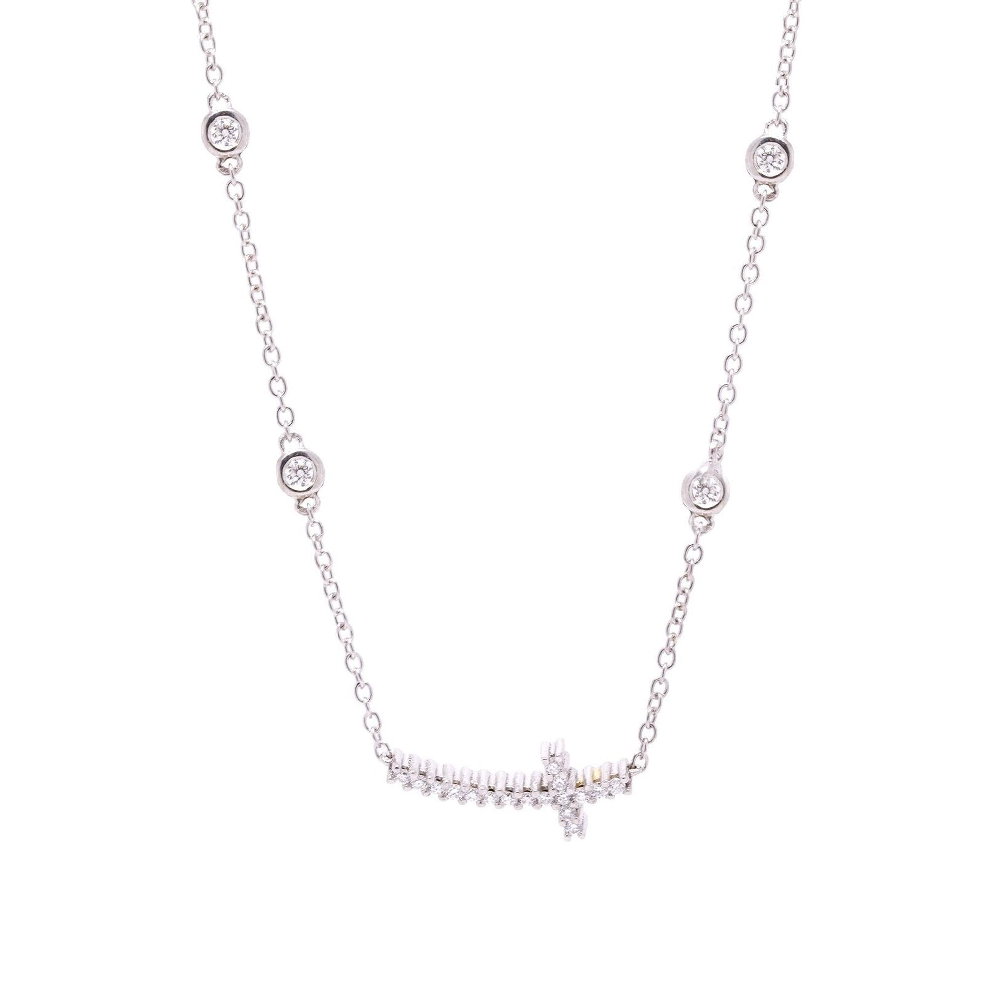 Diamond Station Cross Pendant Necklace