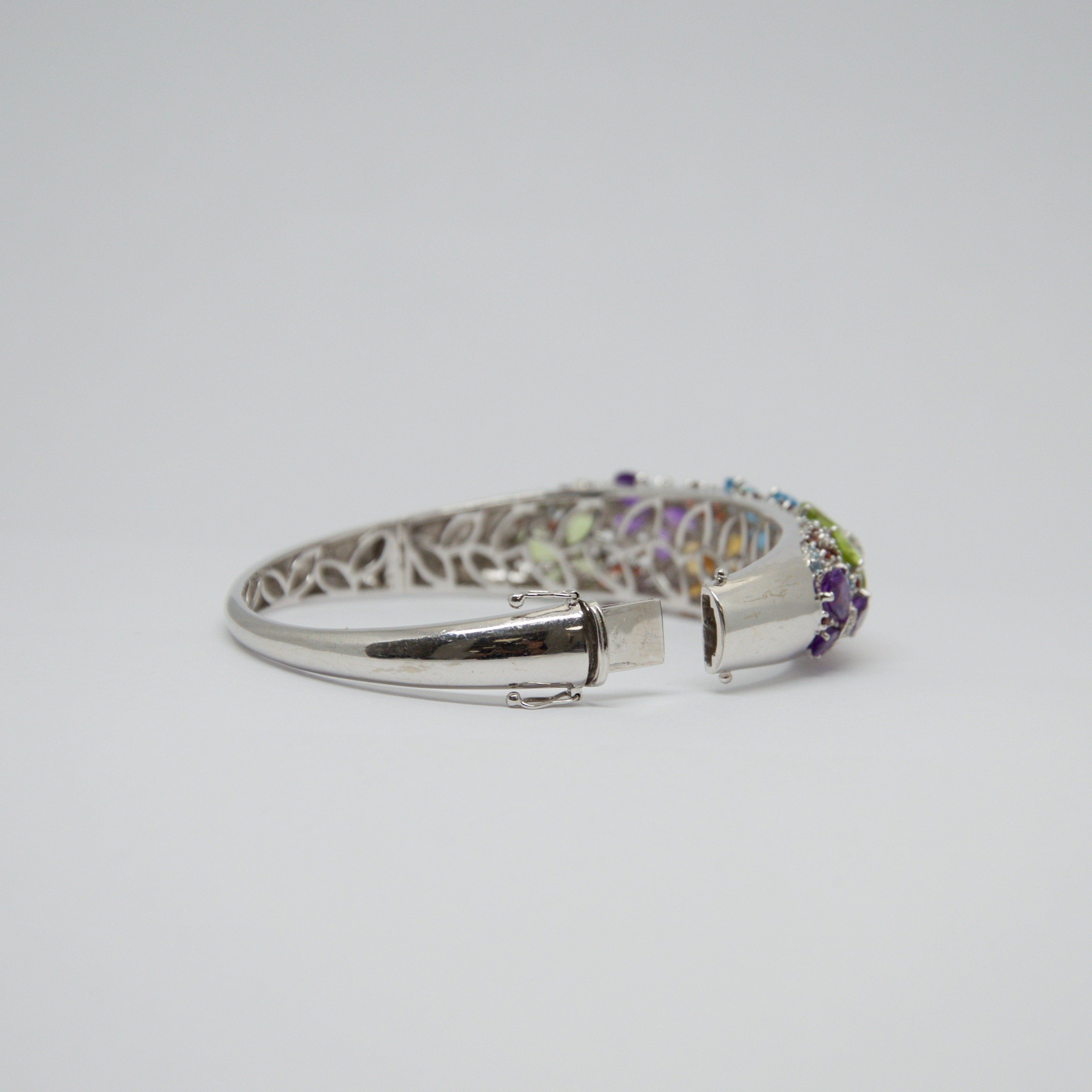 Diamond and Coloured Stones Bangle Bracelet