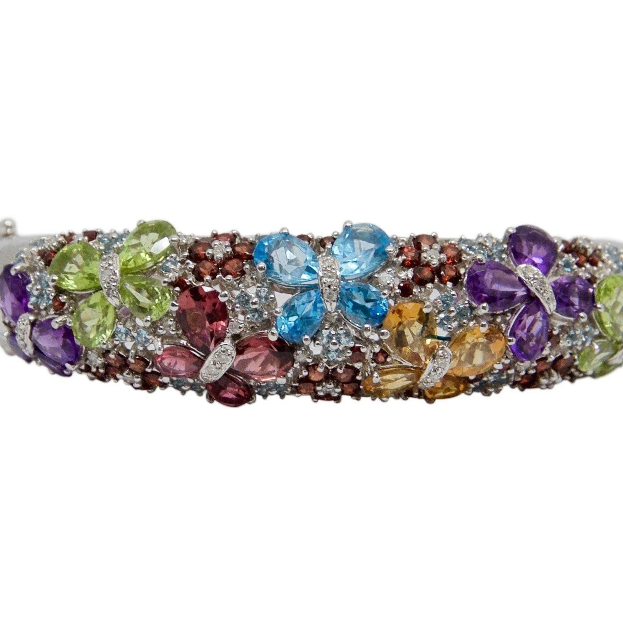 Diamond and Coloured Stones Bangle Bracelet