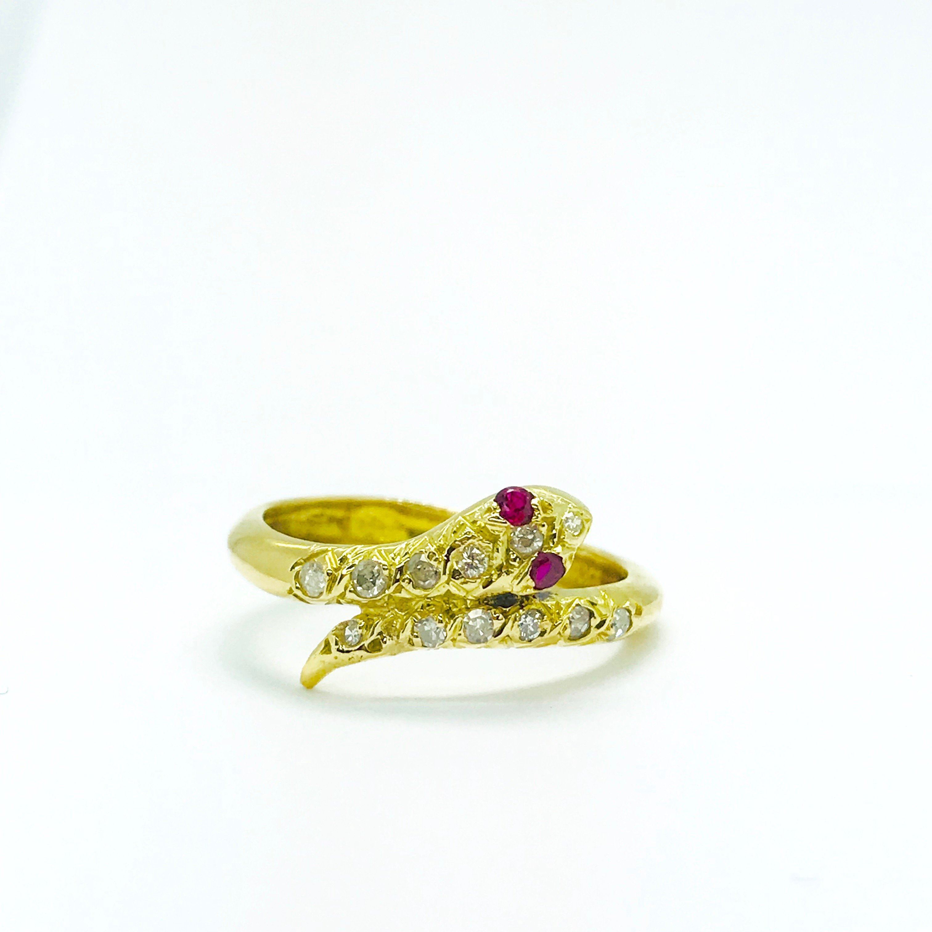 Diamond and Ruby Snake Ring