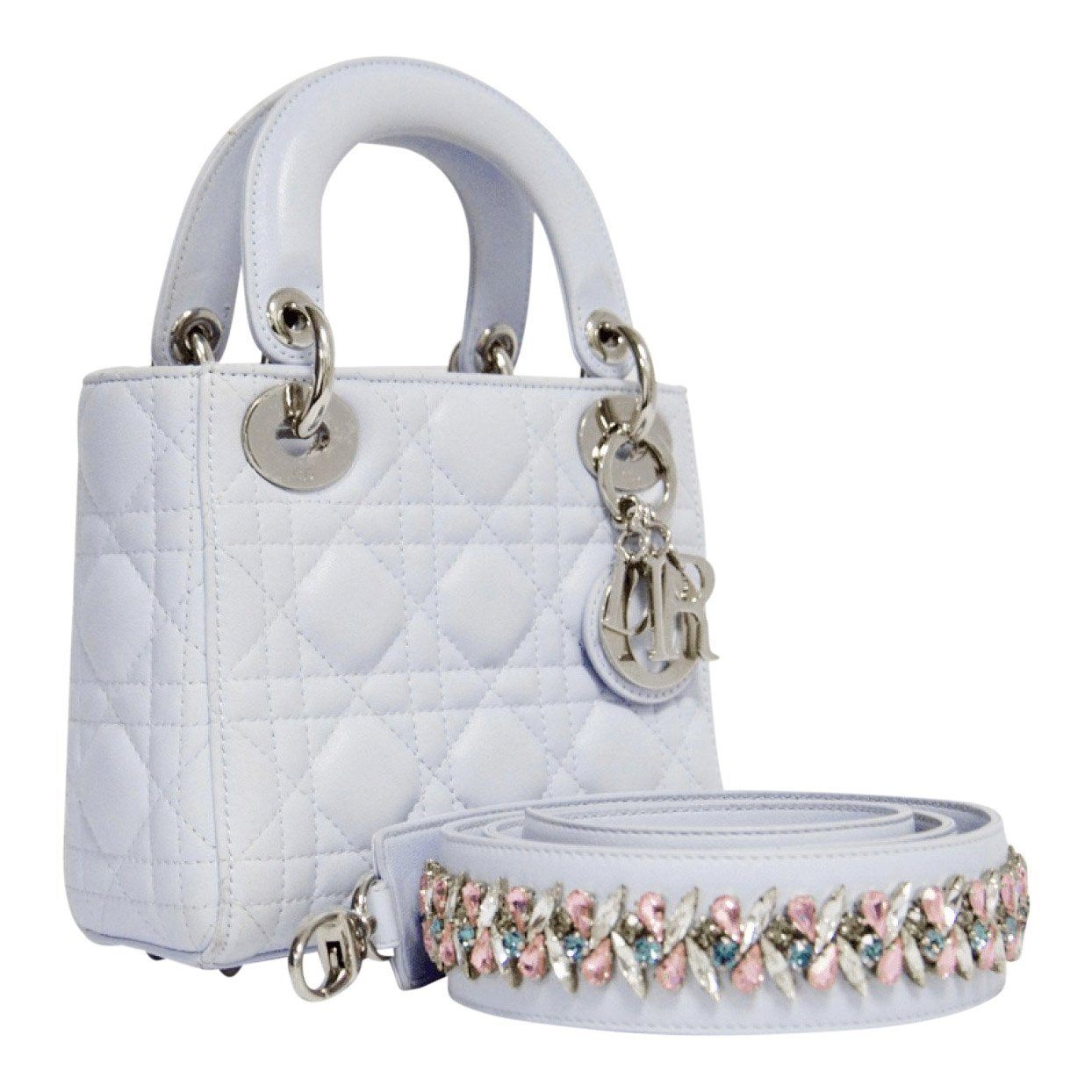 Dior Blue Mini Lady Dior with Crystal Strap