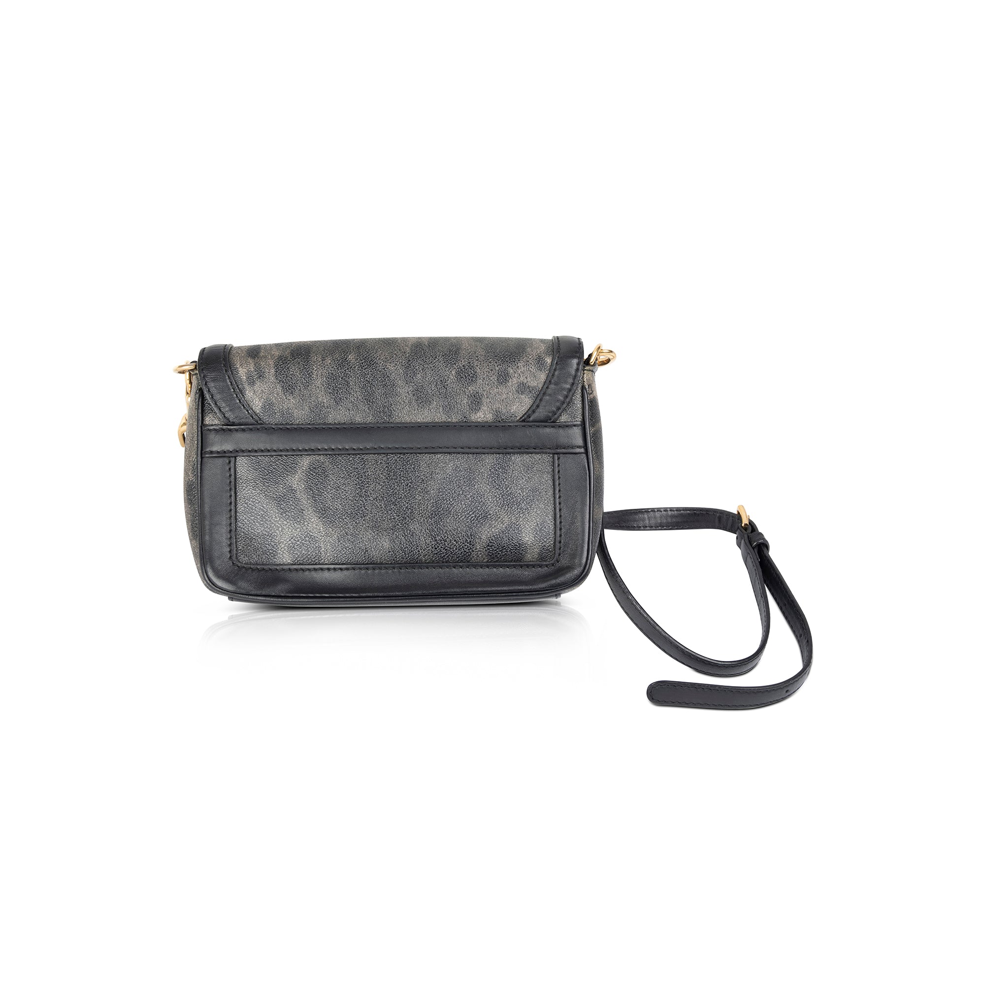 Dolce & Gabbana Grey/Black Leopard Print Padlock Crossbody Bag