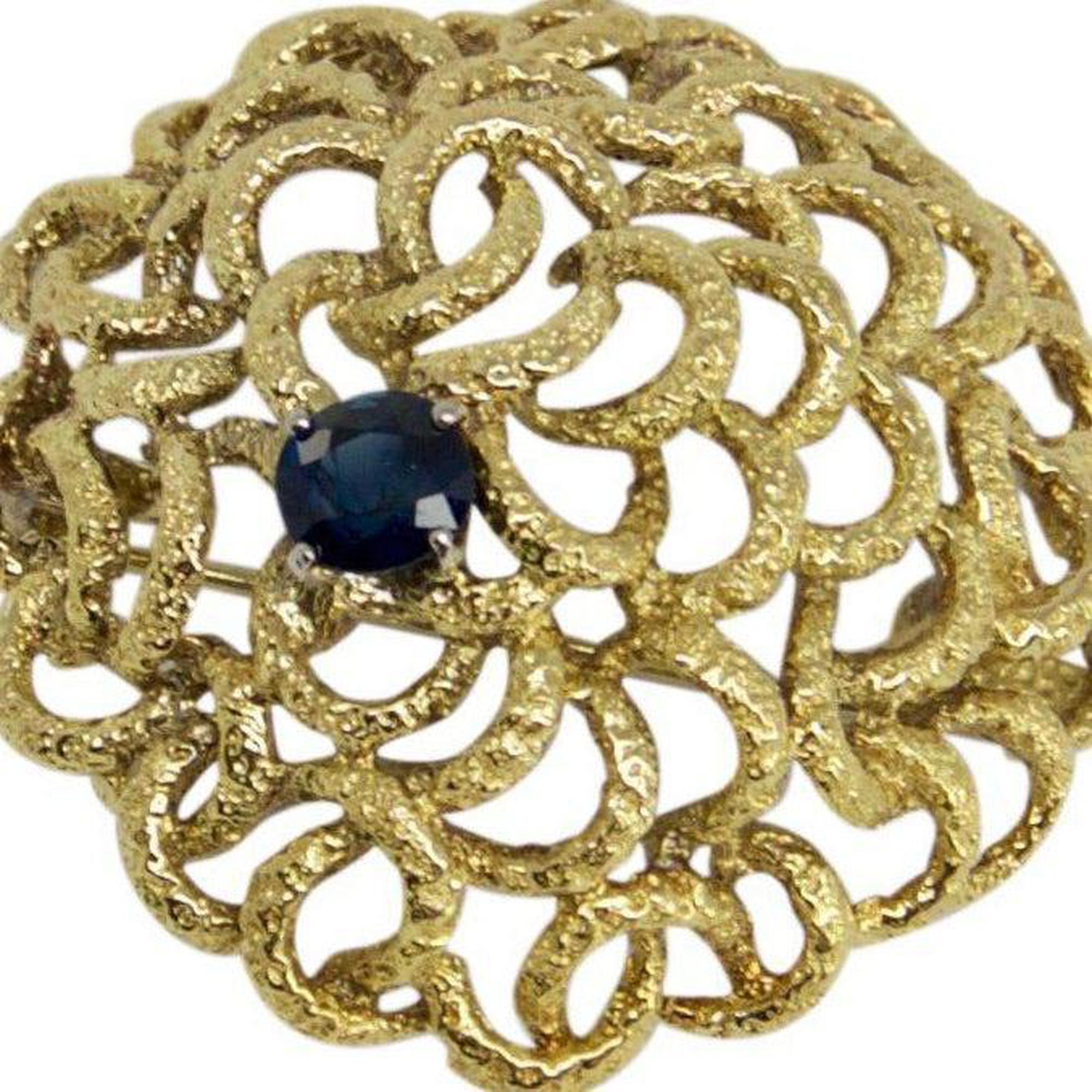 Domed Brooch with Blue Sapphire