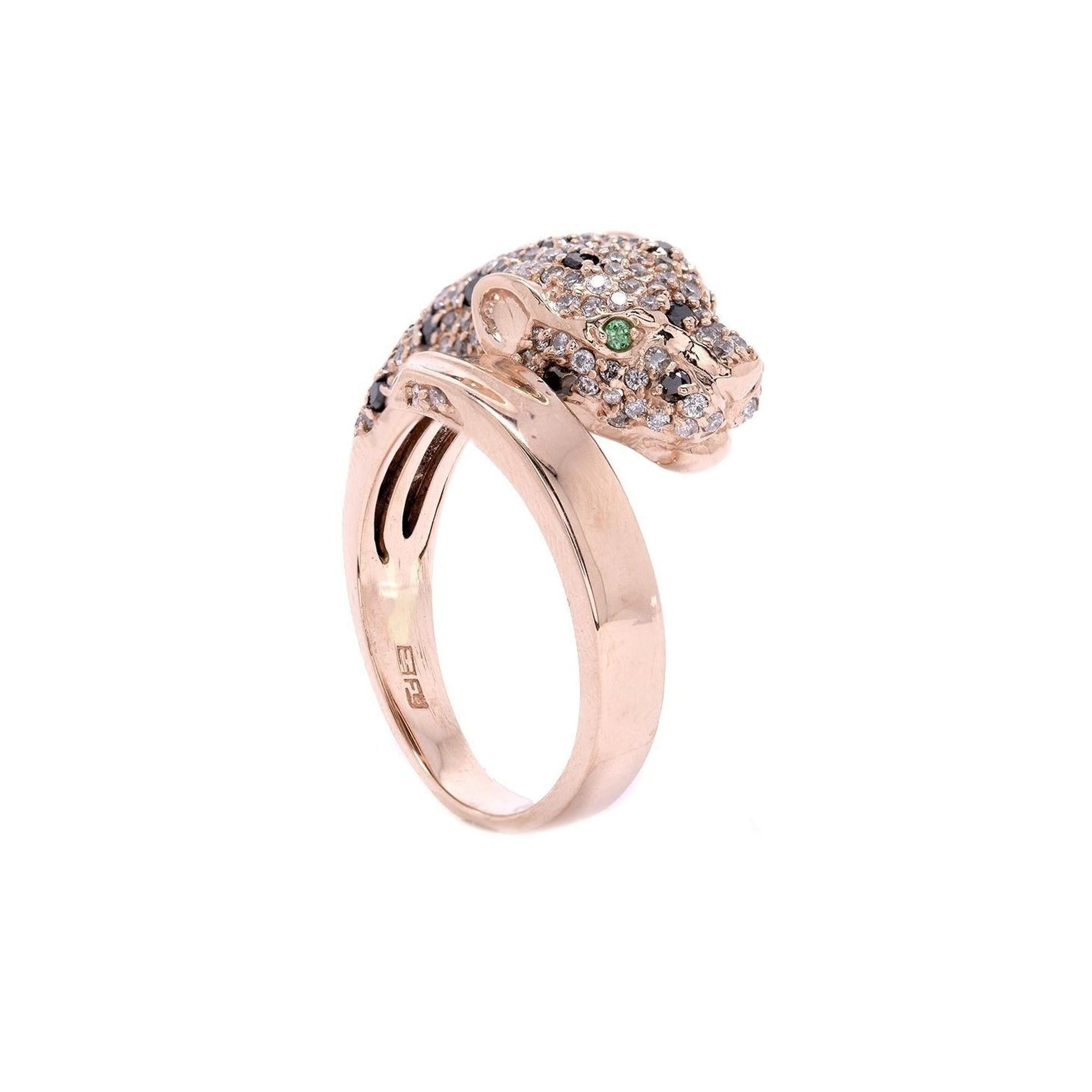 Effy 14k Rose Gold Diamond & Emerald Panther Ring