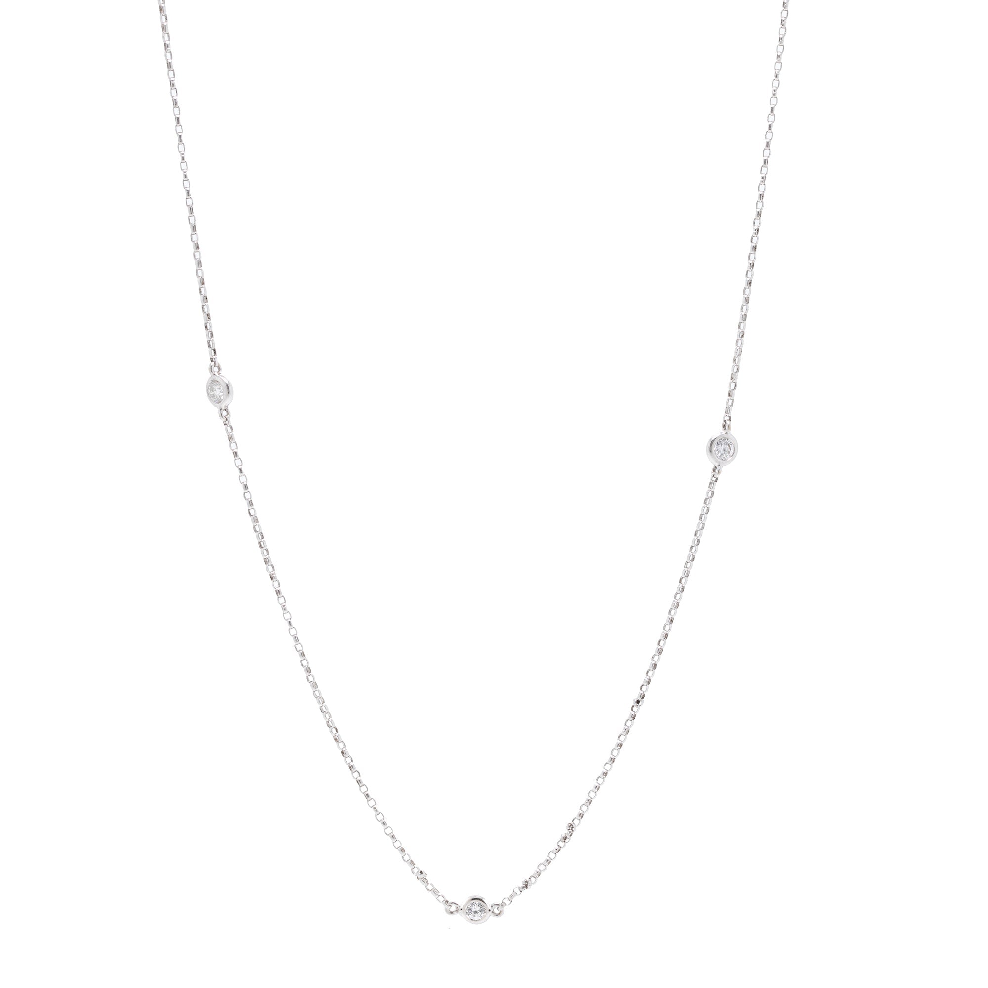 Effy 14k White Gold 9 Diamond Station Necklace