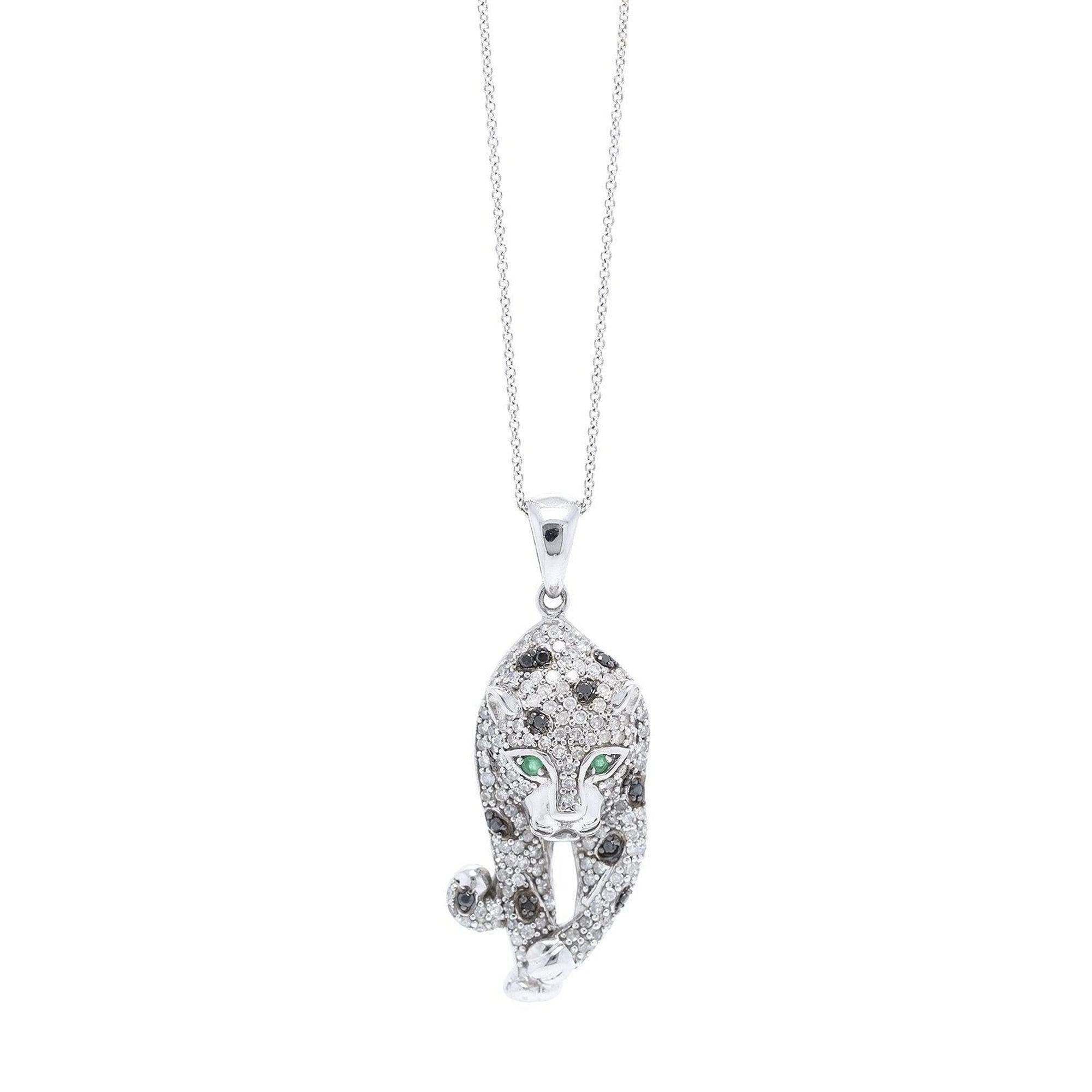 Effy Emerald and Diamond Panther Pendant Necklace