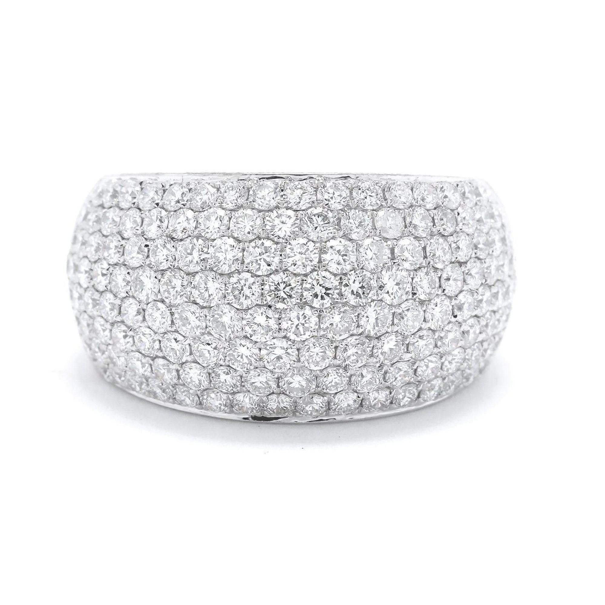 Eight-Row Pave Diamond Band Ring