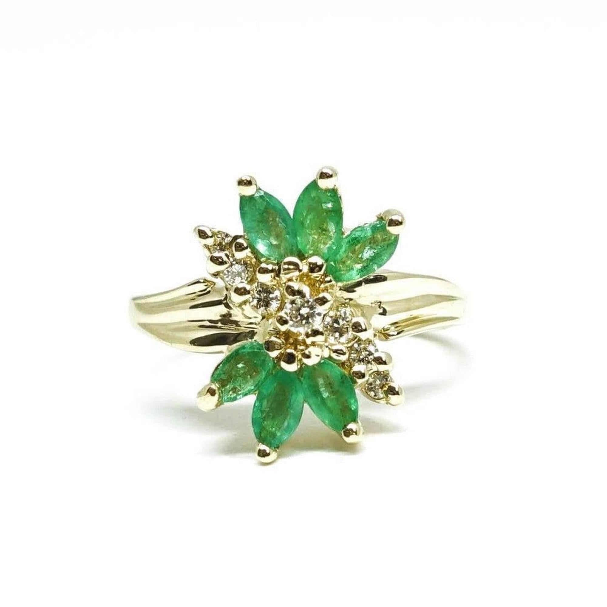 Emerald and Diamond Cluster Ring