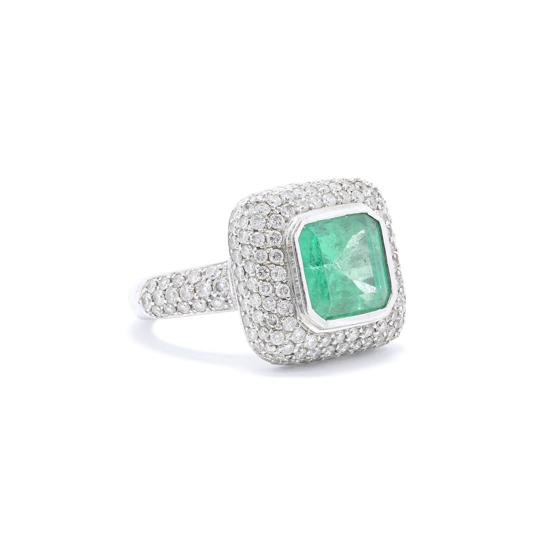 Emerald and Diamond Cocktail Ring