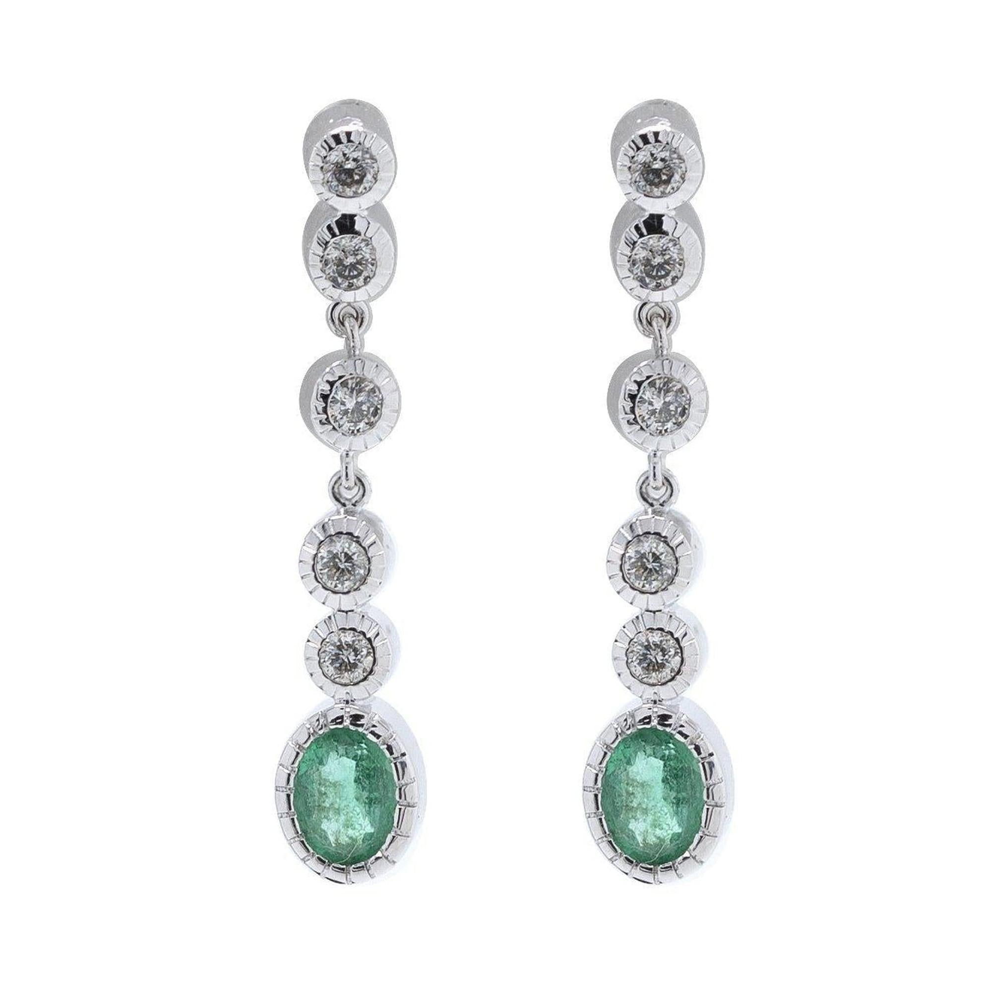 Emerald and Diamond Drop Earrings