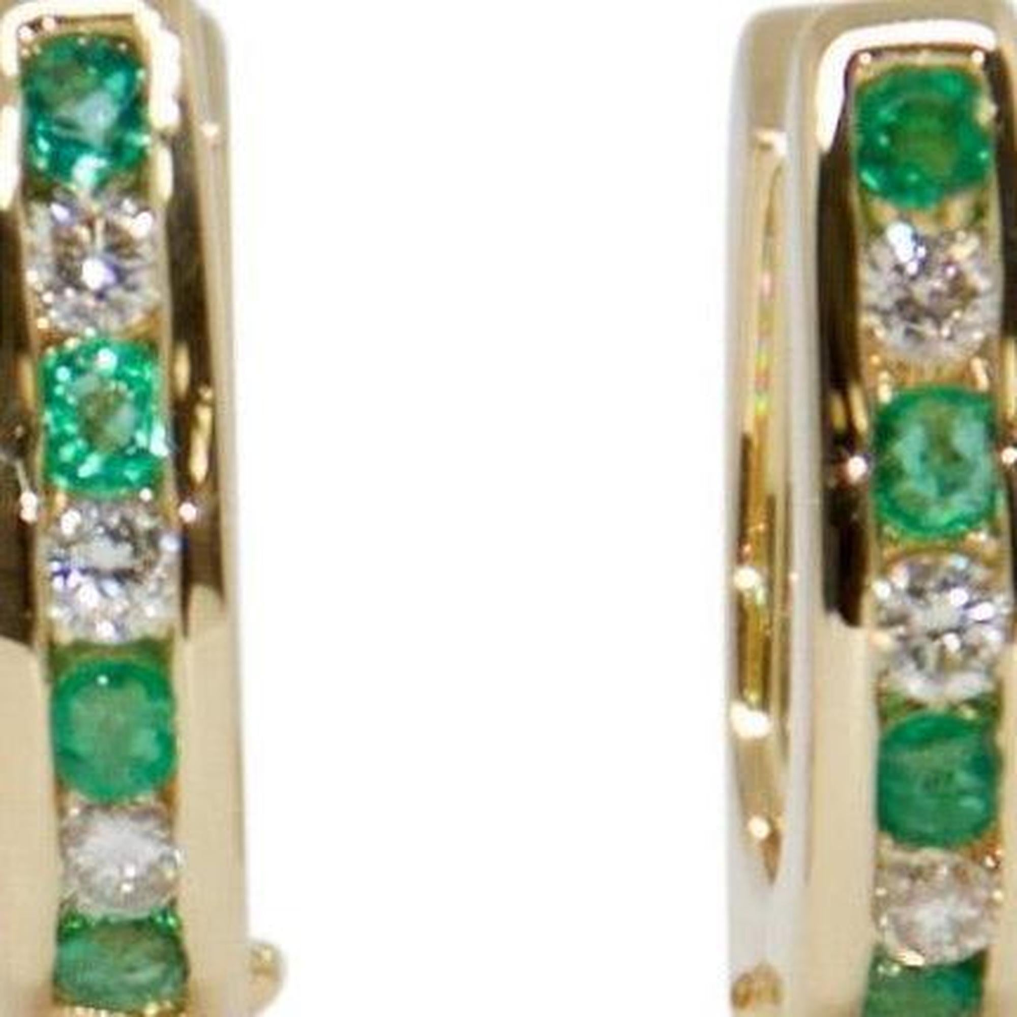 Emerald and Diamond Huggie Earrings